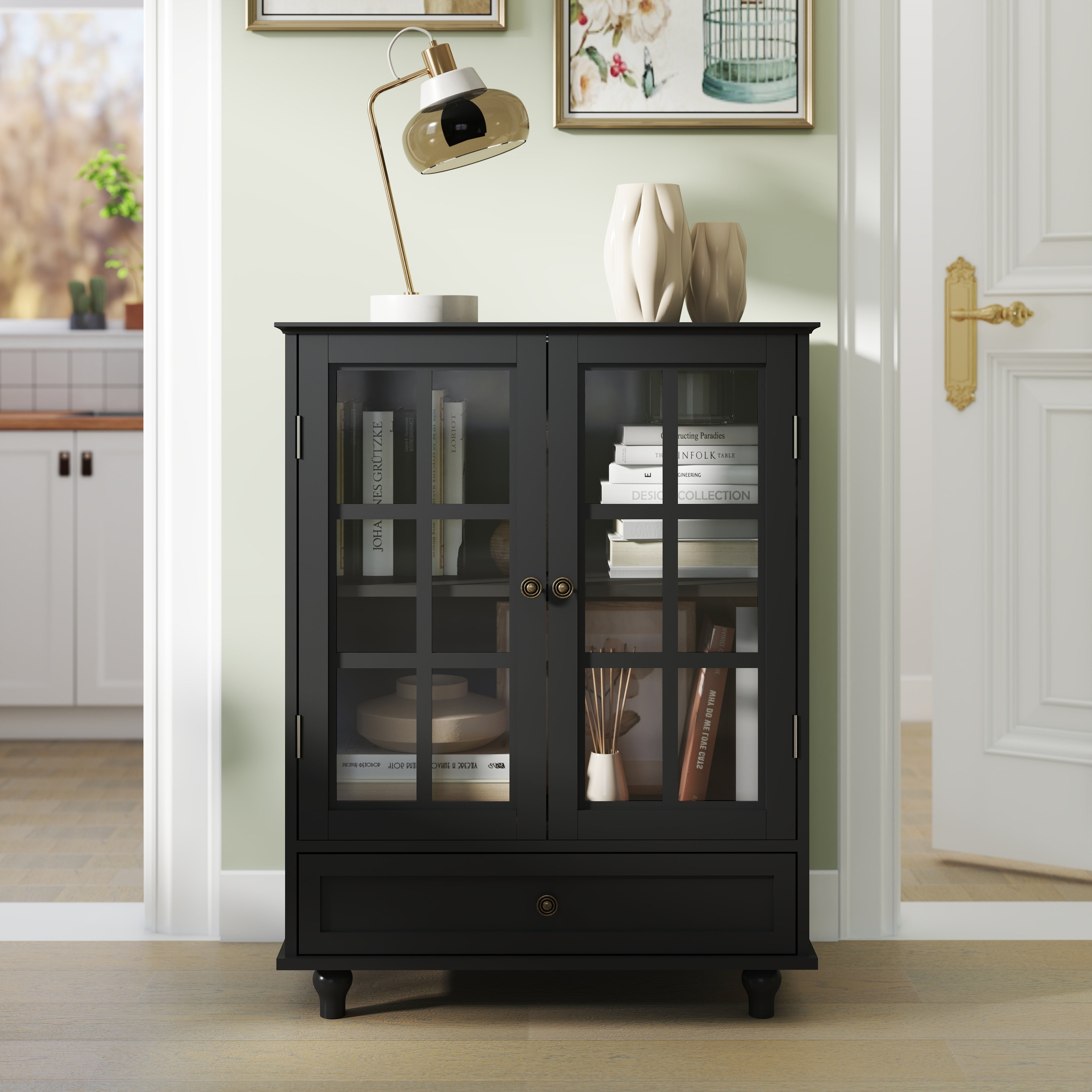 Double Glass Door Accent Cabinet