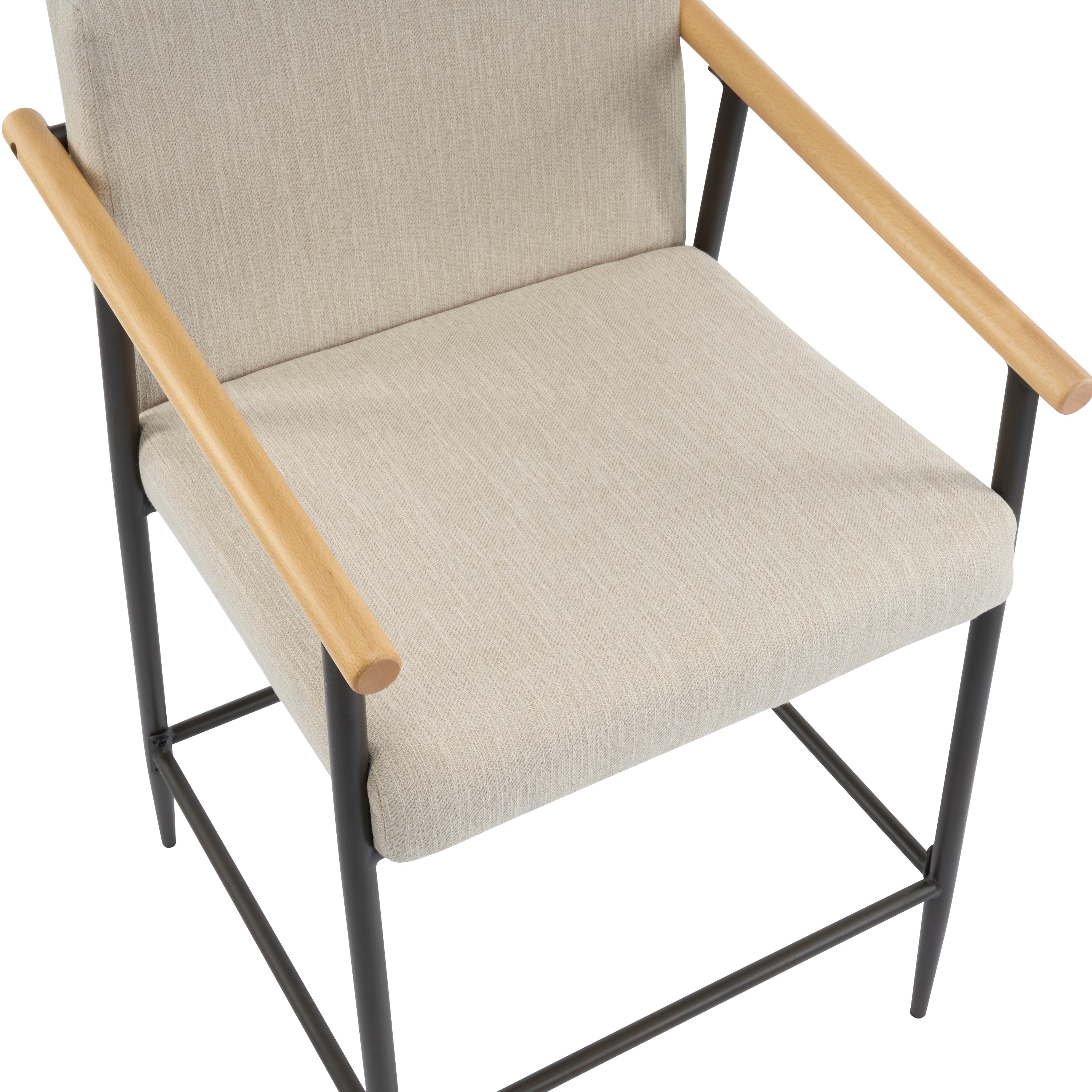Kentwood Square Back Upholstered Counter Stool with Iron Frame, Set of 2