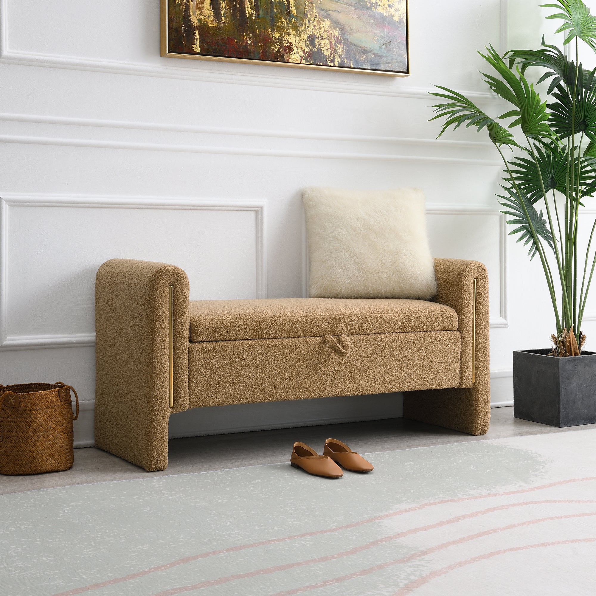 Modern Teddy Bench with Arms and Storage