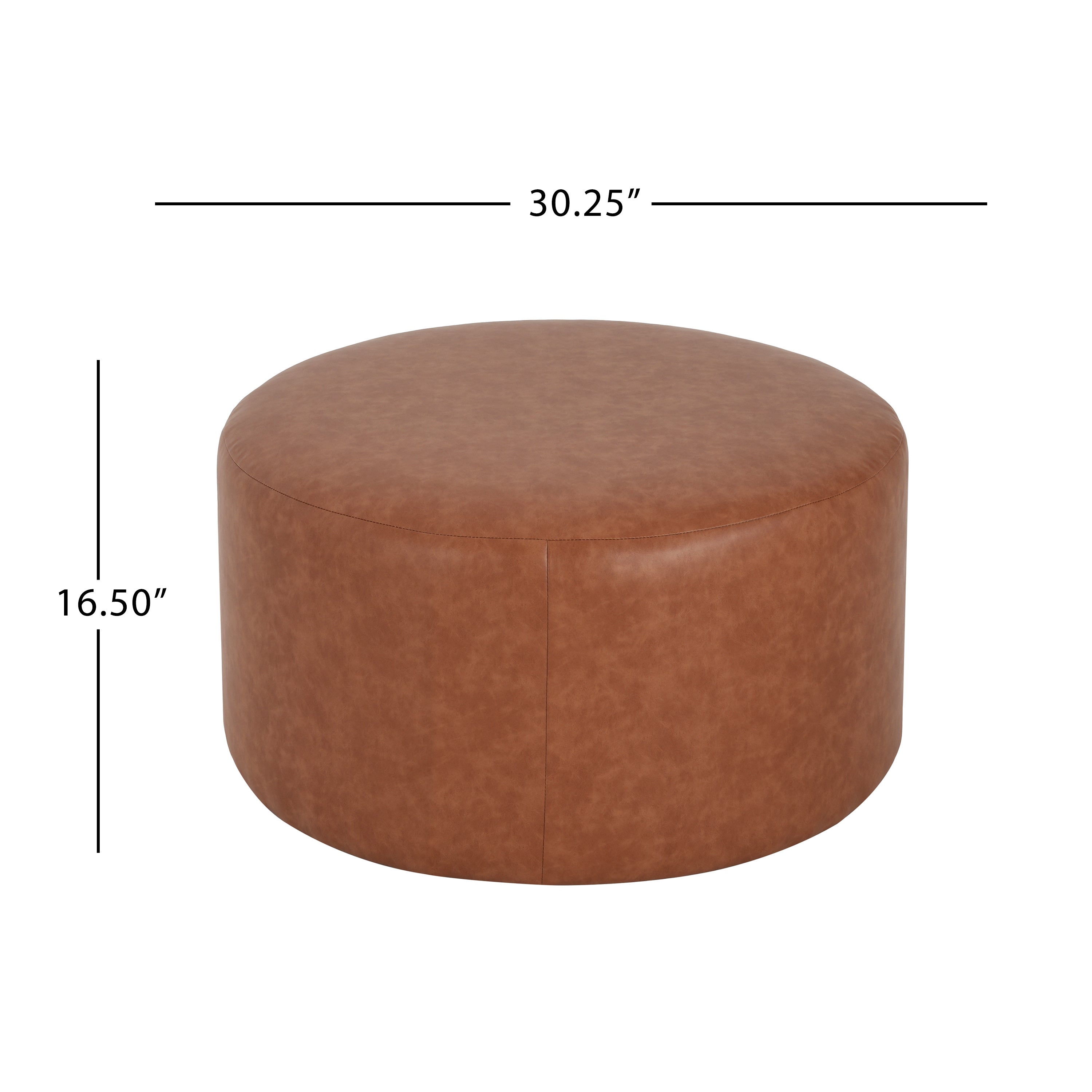 Upholstered Round Vegan Leather Ottoman