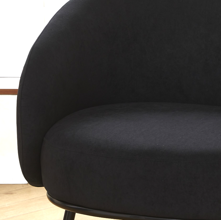 Mid-Century Modern Velvet Accent Chair, Upholstered Barrel Armchair with Metal Legs, Comfy Single Sofa Chair for Living Room Bedroom
