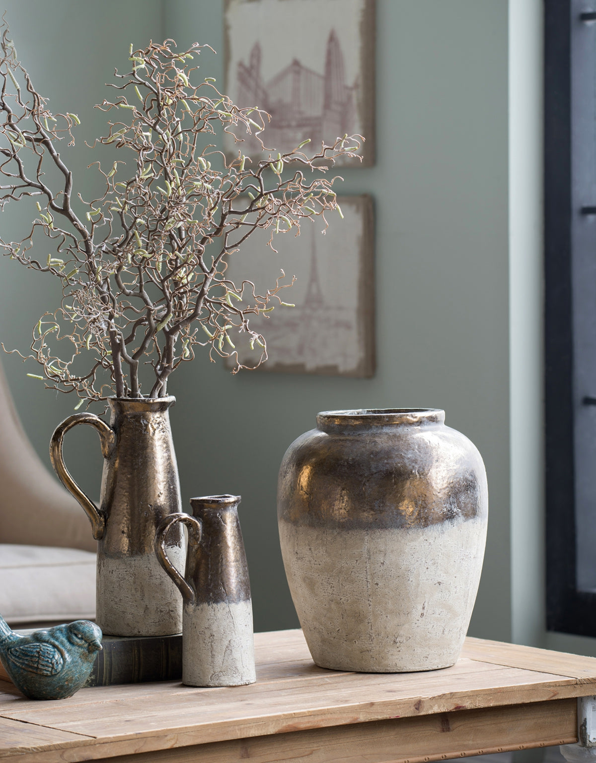 16" Round Sienna Brown Ceramic Accent Vase