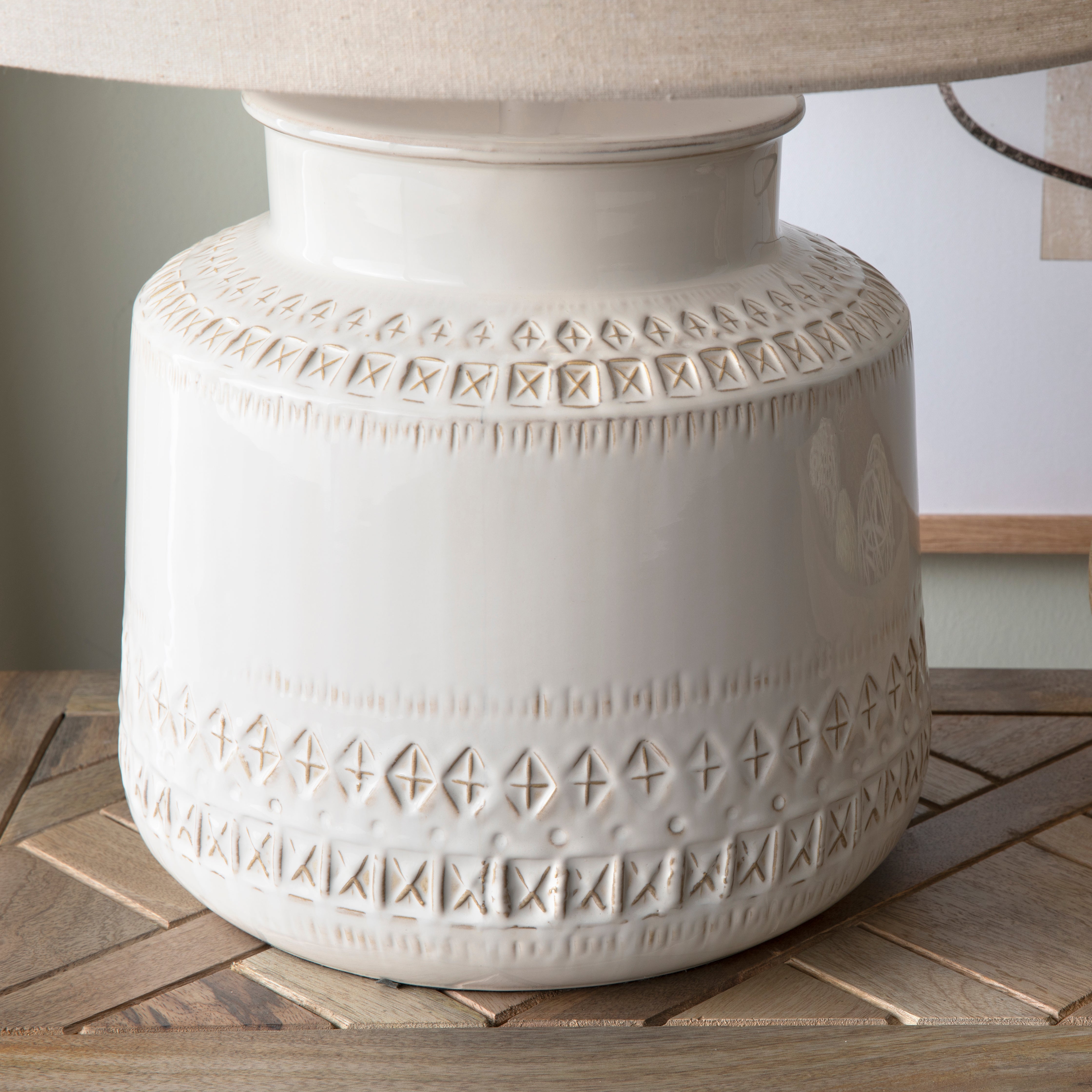Ceramic Table Lamp with Textured Cream Finish