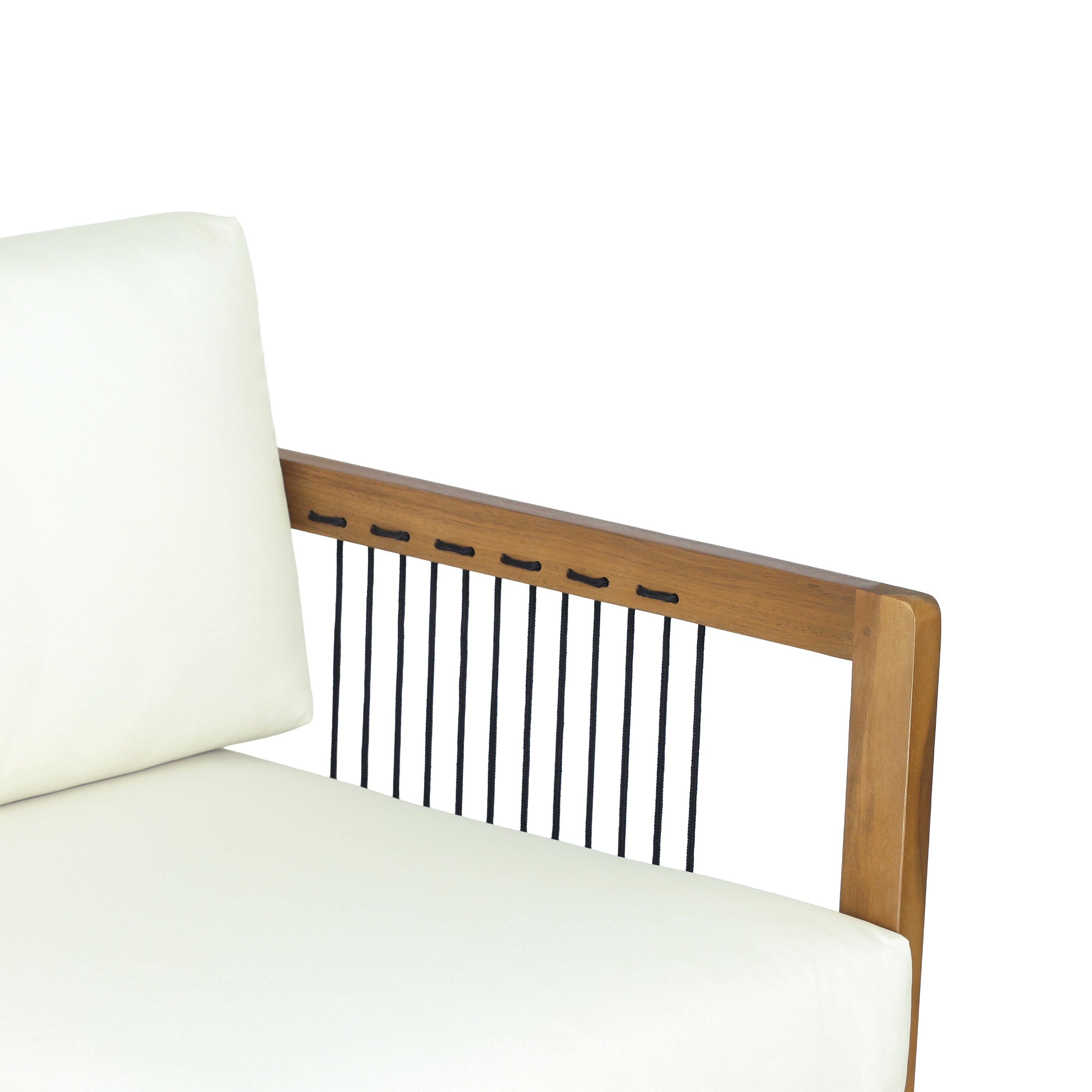 Sierra 2-Piece Acacia Wood Outdoor Loveseat with Coffee Table with Handwoven Rope & Cushions