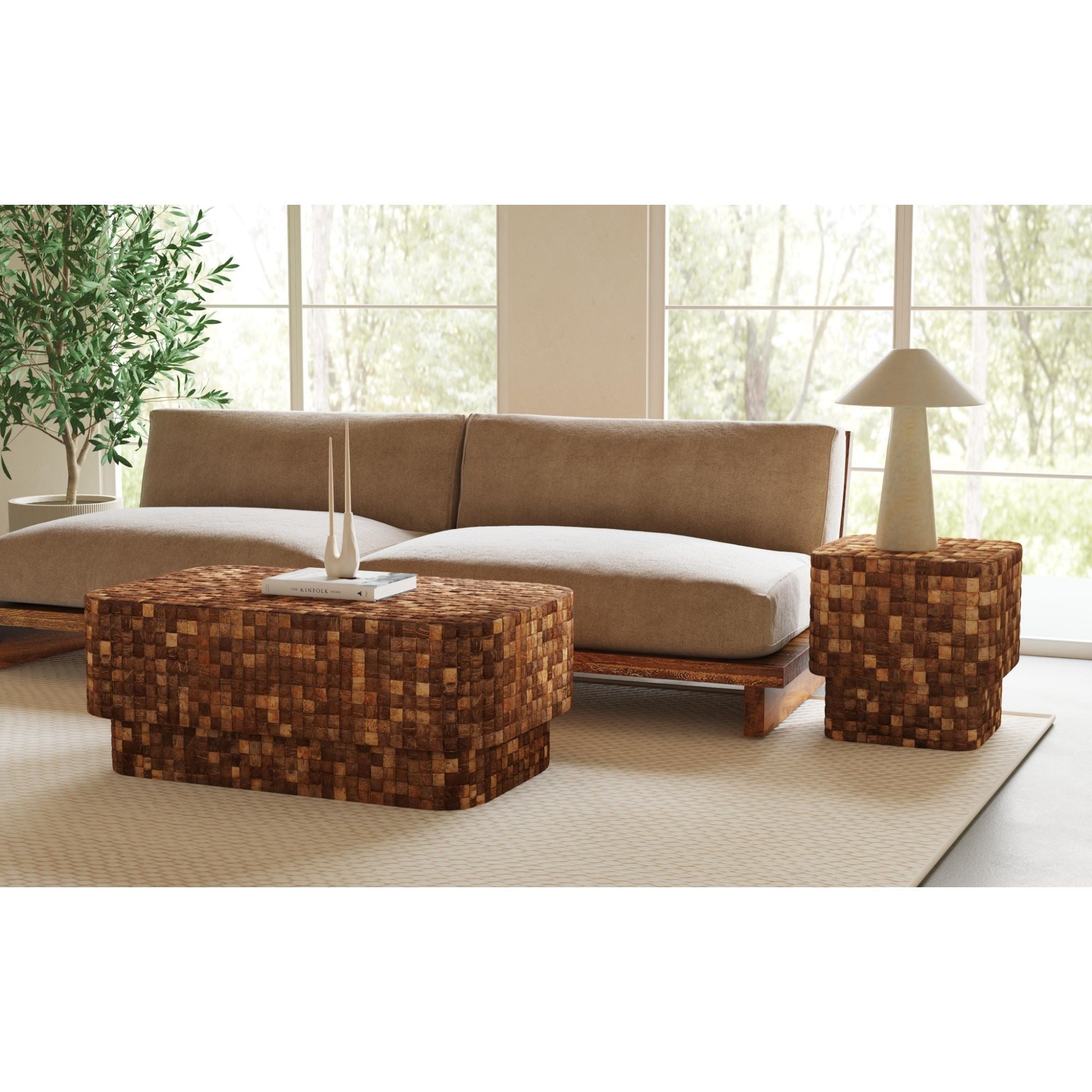 Samoa Rectangular Coconut Shell Coffee Table