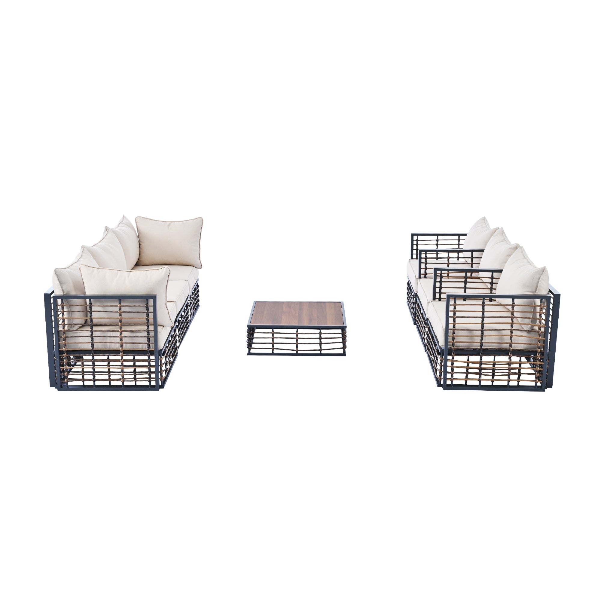 TOPMAX Modern Minimalist 7-Piece Metal Patio Sectional Sofa Set, All-Weather Garden Conversational Furniture Set with Thick Cushions and Coffee Table for Indoor Outdoor, Dark Grey