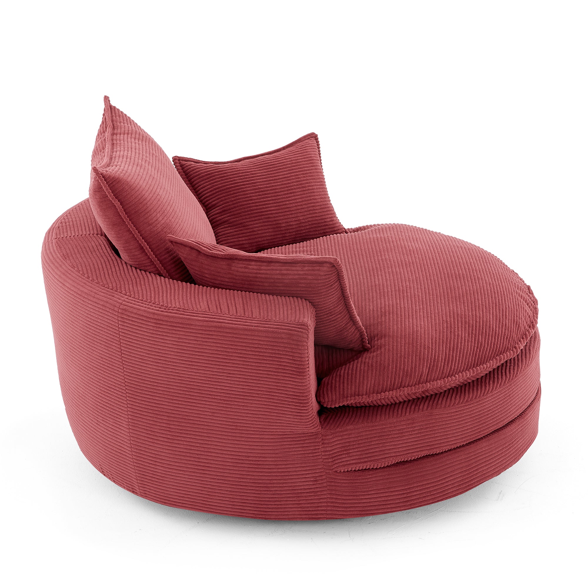 Corduroy 360° Swivel Accent Barrel Chair with 3 Removable Pillows