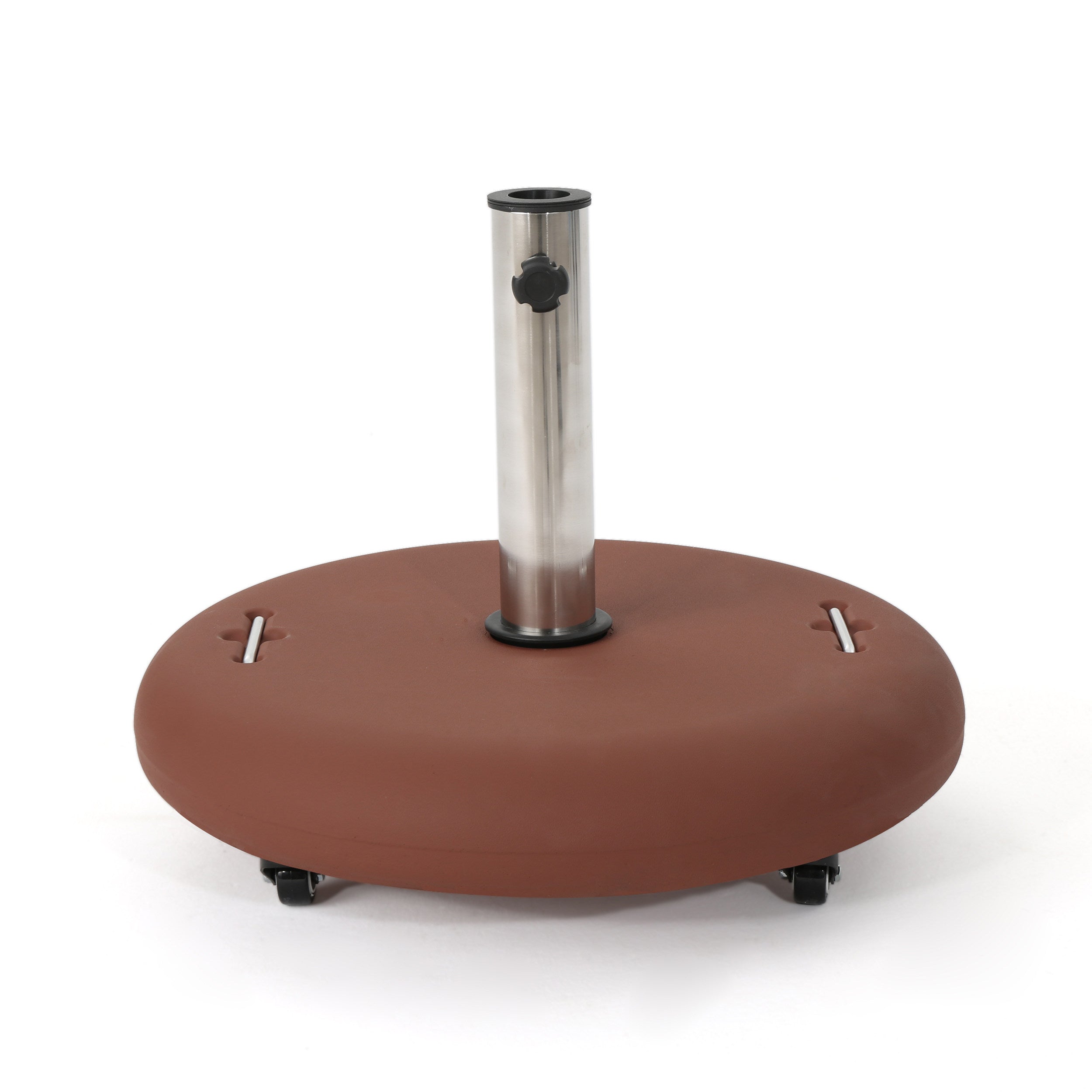 Prehnite Outdoor Round Umbrella Base with Casters and Stainless Steel Holder