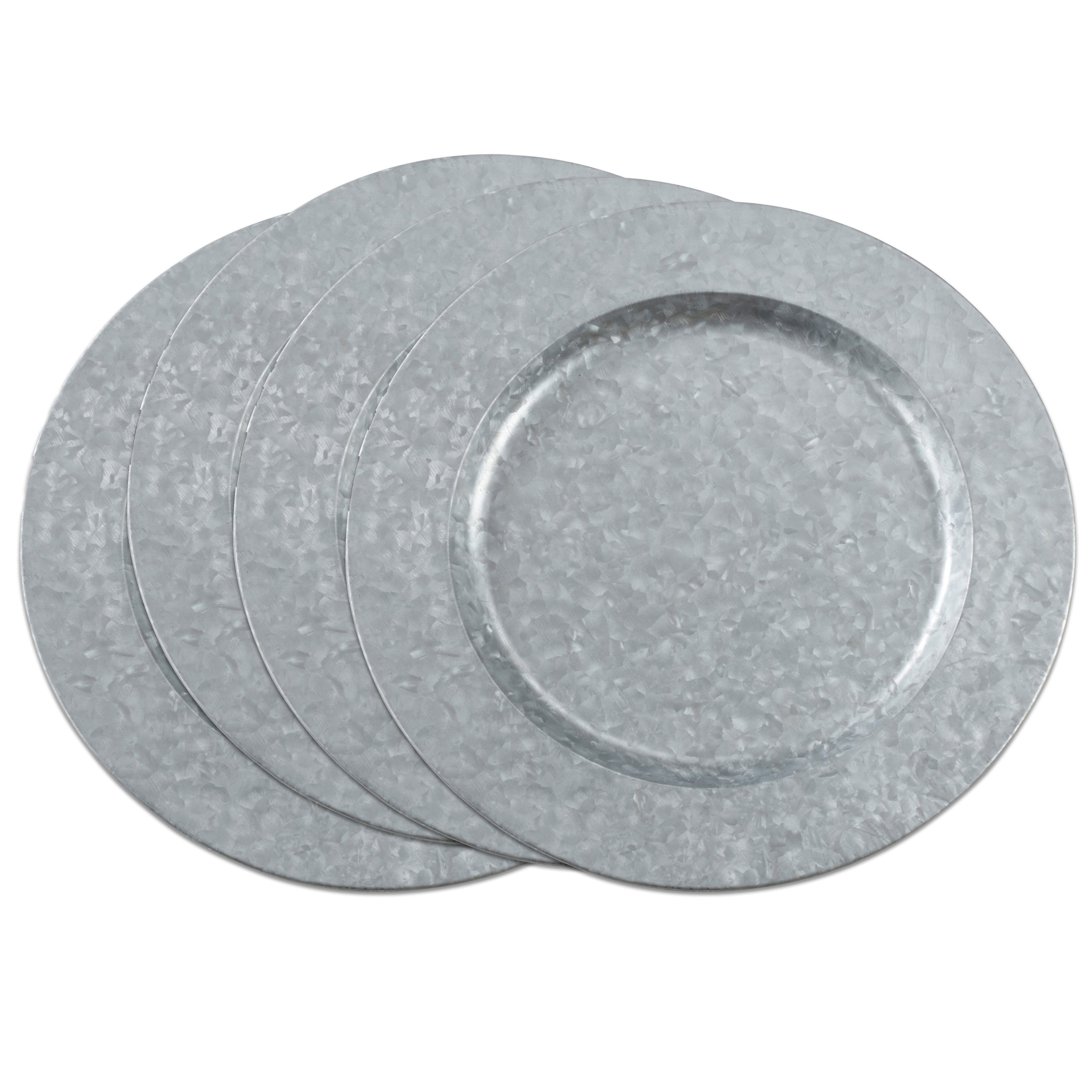 Polished Galvanized Charger, Set of 4