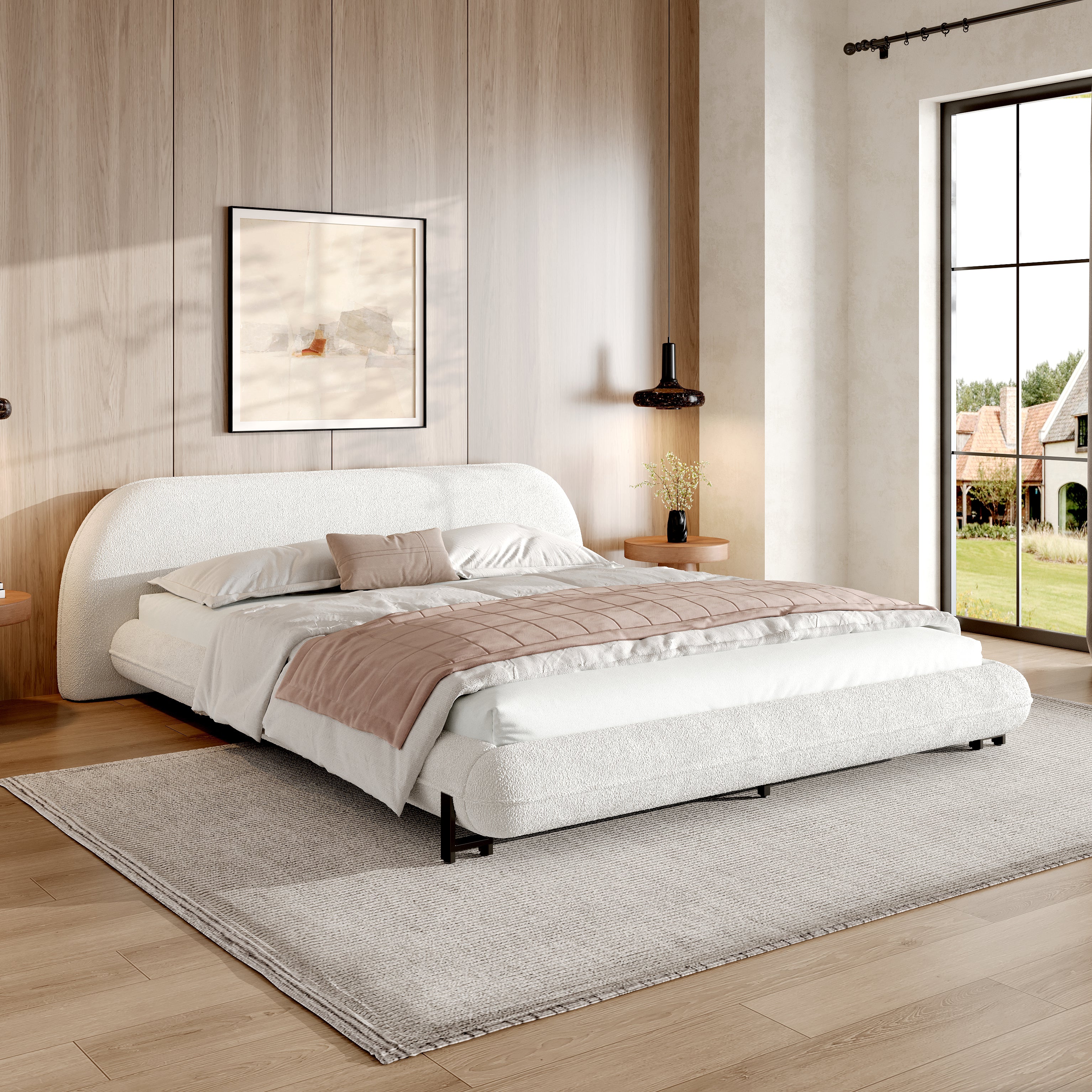 Boucle Upholstered Bed