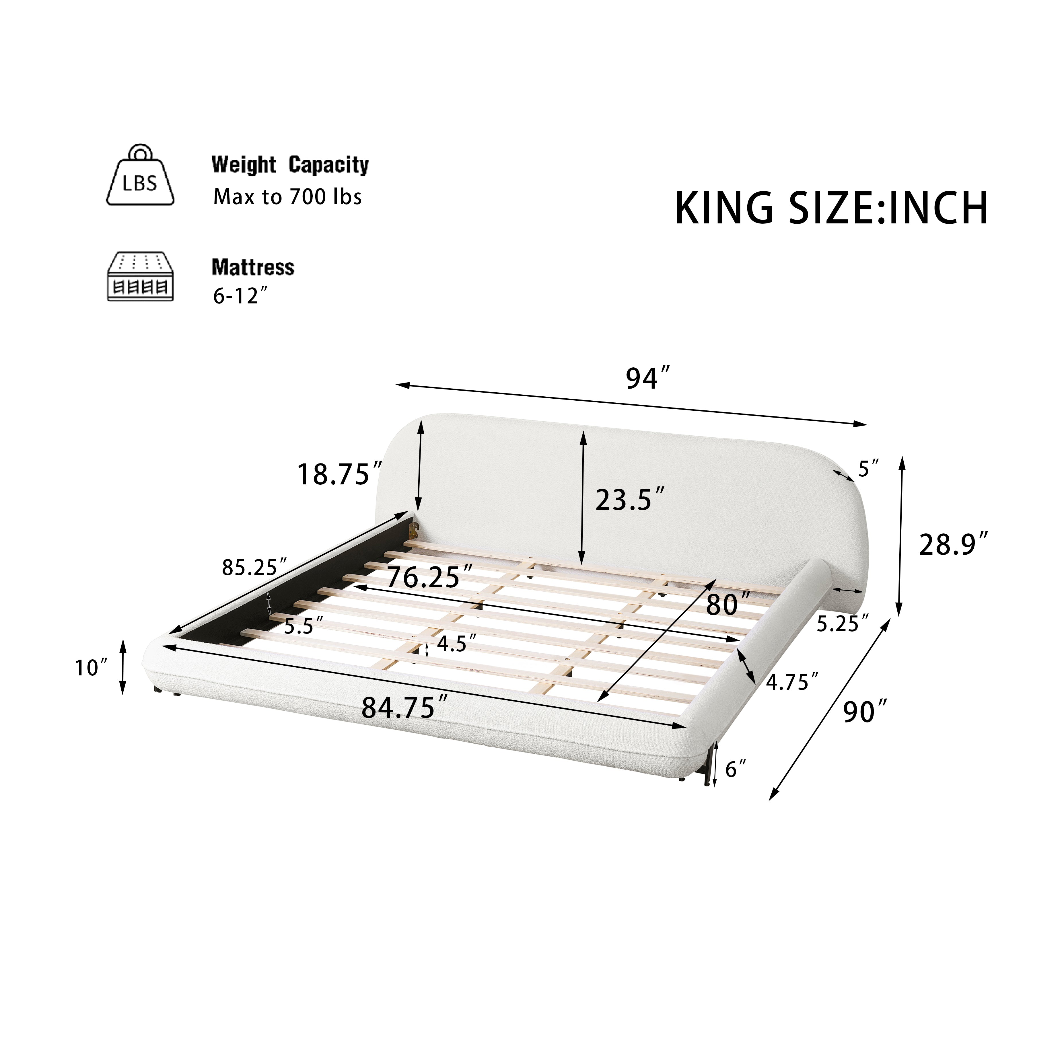 Boucle Upholstered Bed