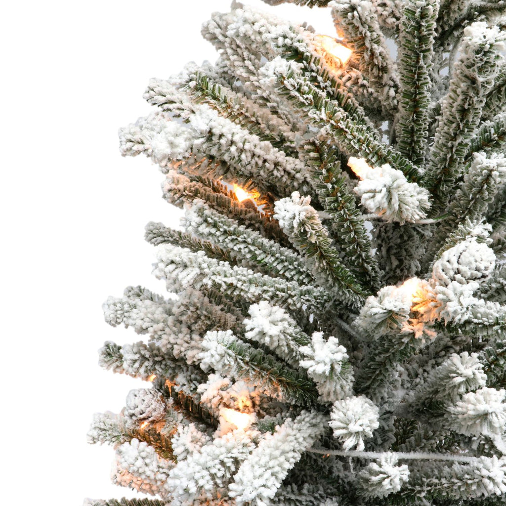 Pre-lit 3 ft Flocked Artificial Christmas Tree with Pinecones, Clear Lights & Burlap Sack Base