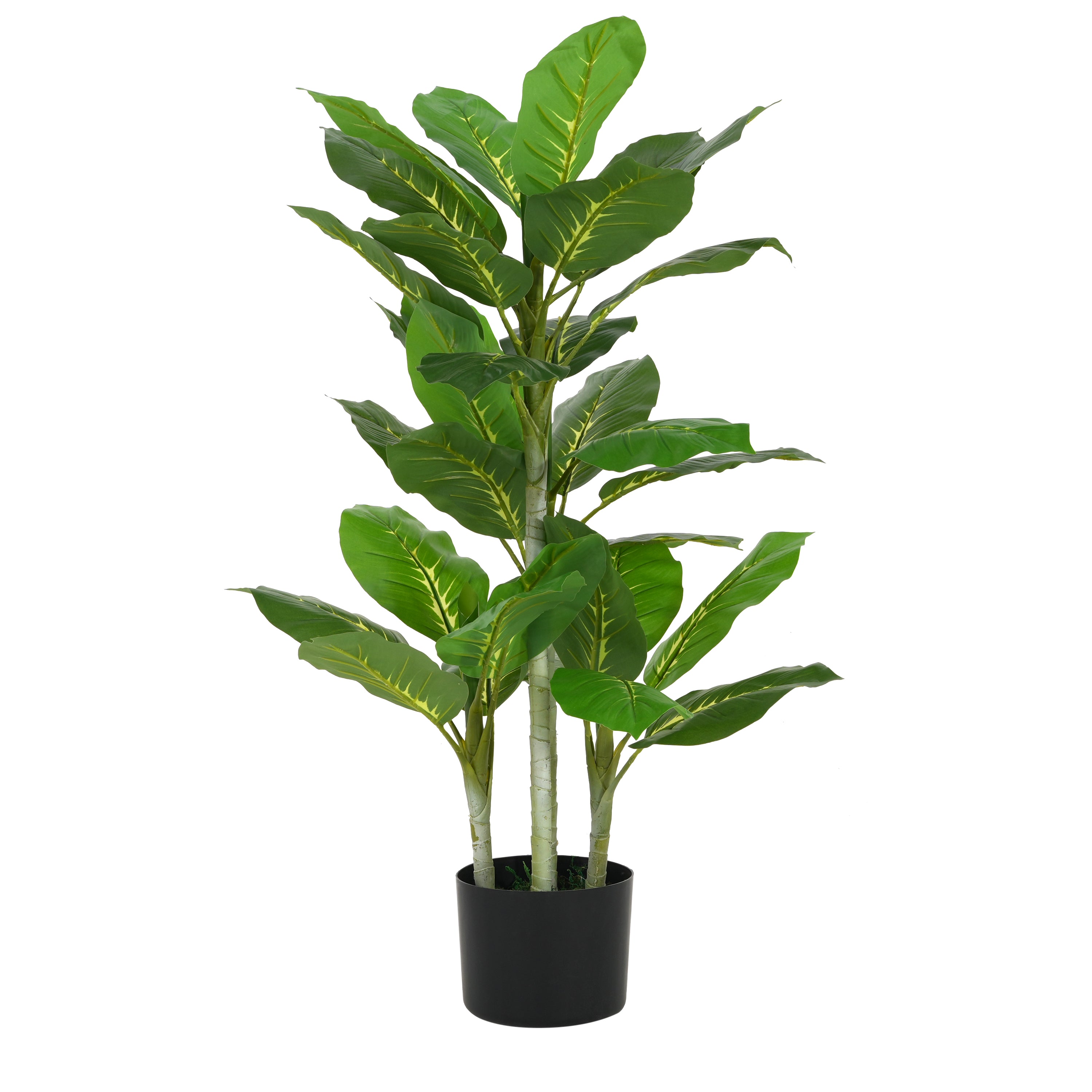 42" Artificial Dieffenbachia Plant with Black Plastic Pot