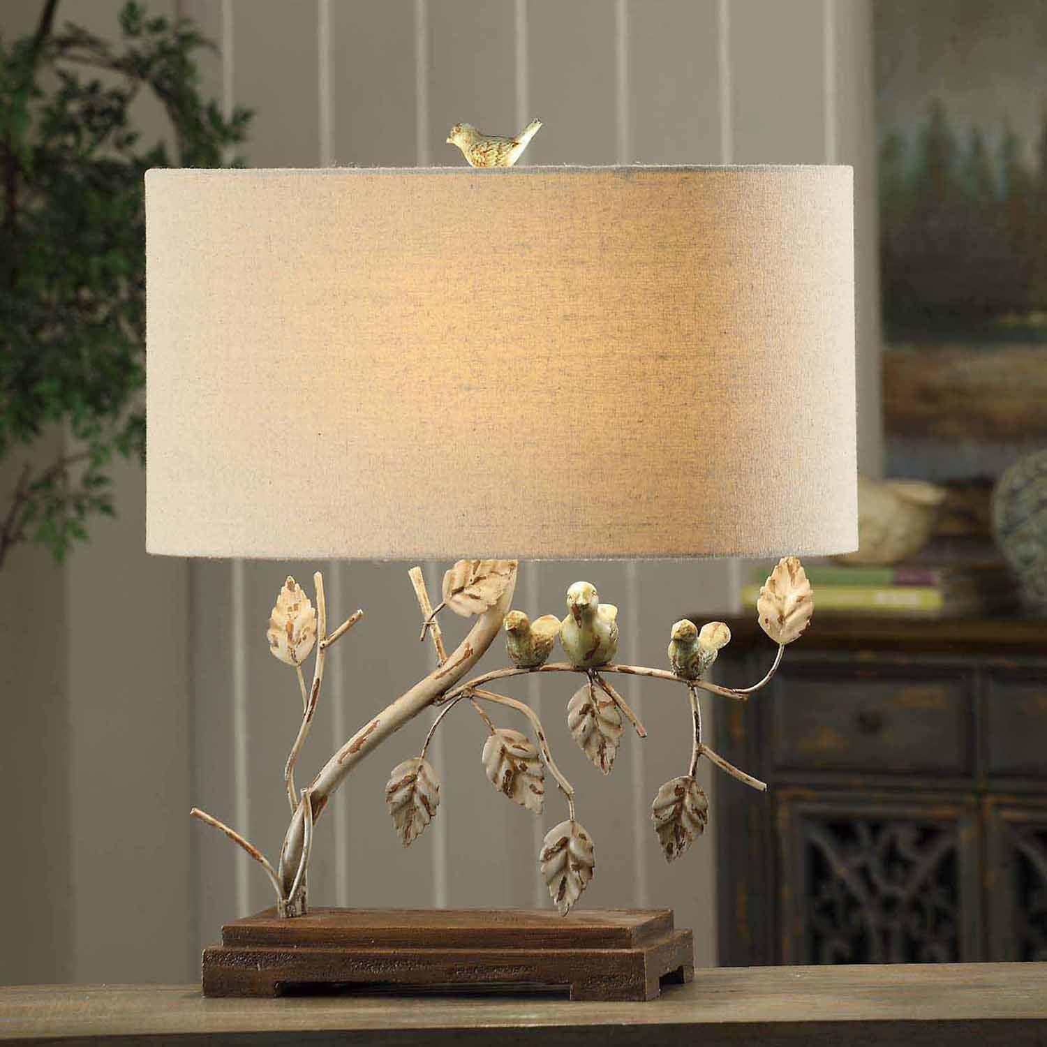 Leaf and Bird Table Lamp