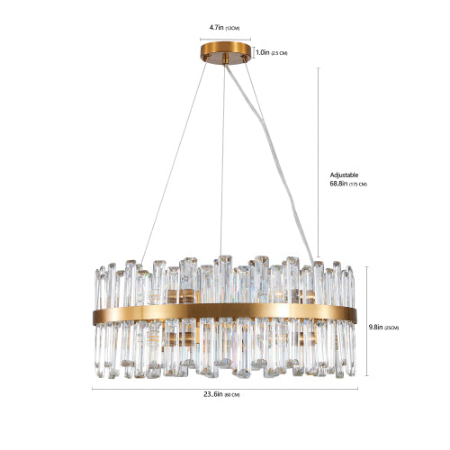23.6" Crystal Chandeliers with Metal Frame and LED Lighting