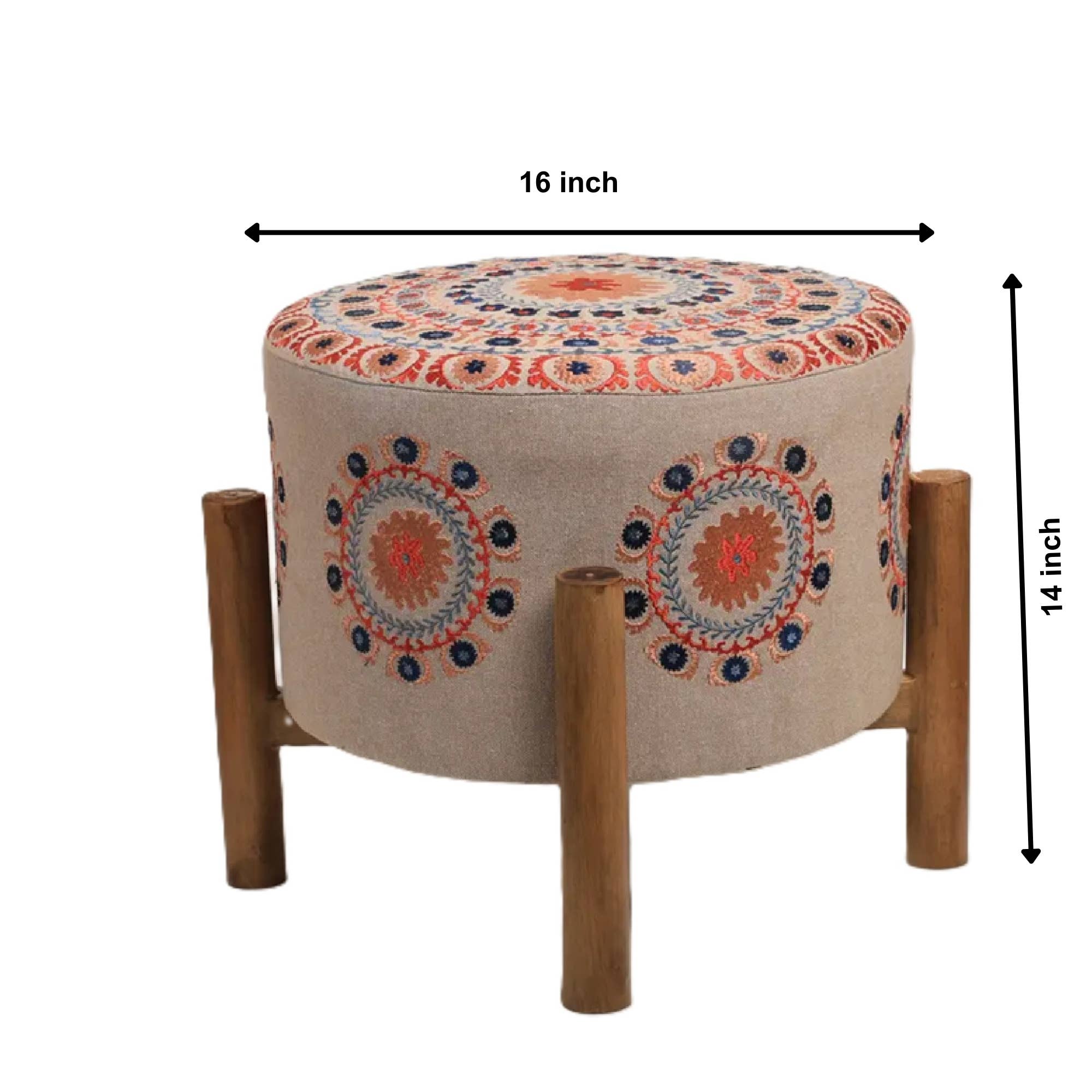 Mandala Design Embroidered Stool