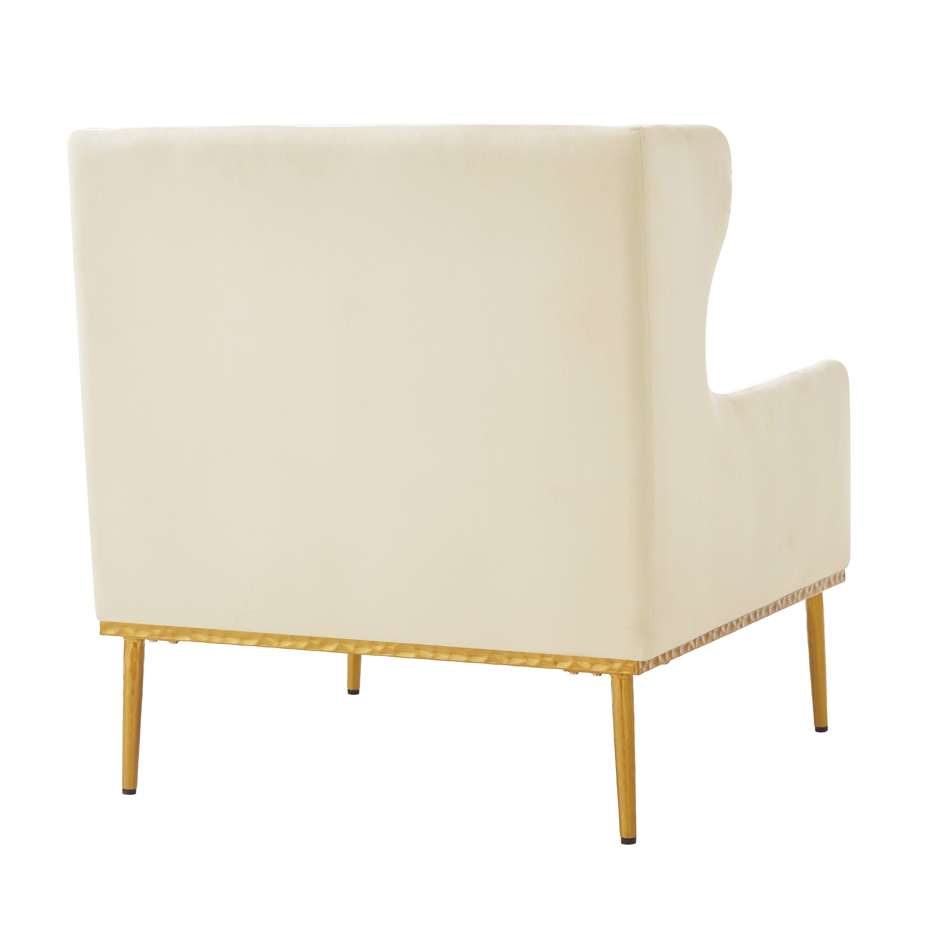Modern Velvet Accent Chair with Arms and Gold Tone Legs
