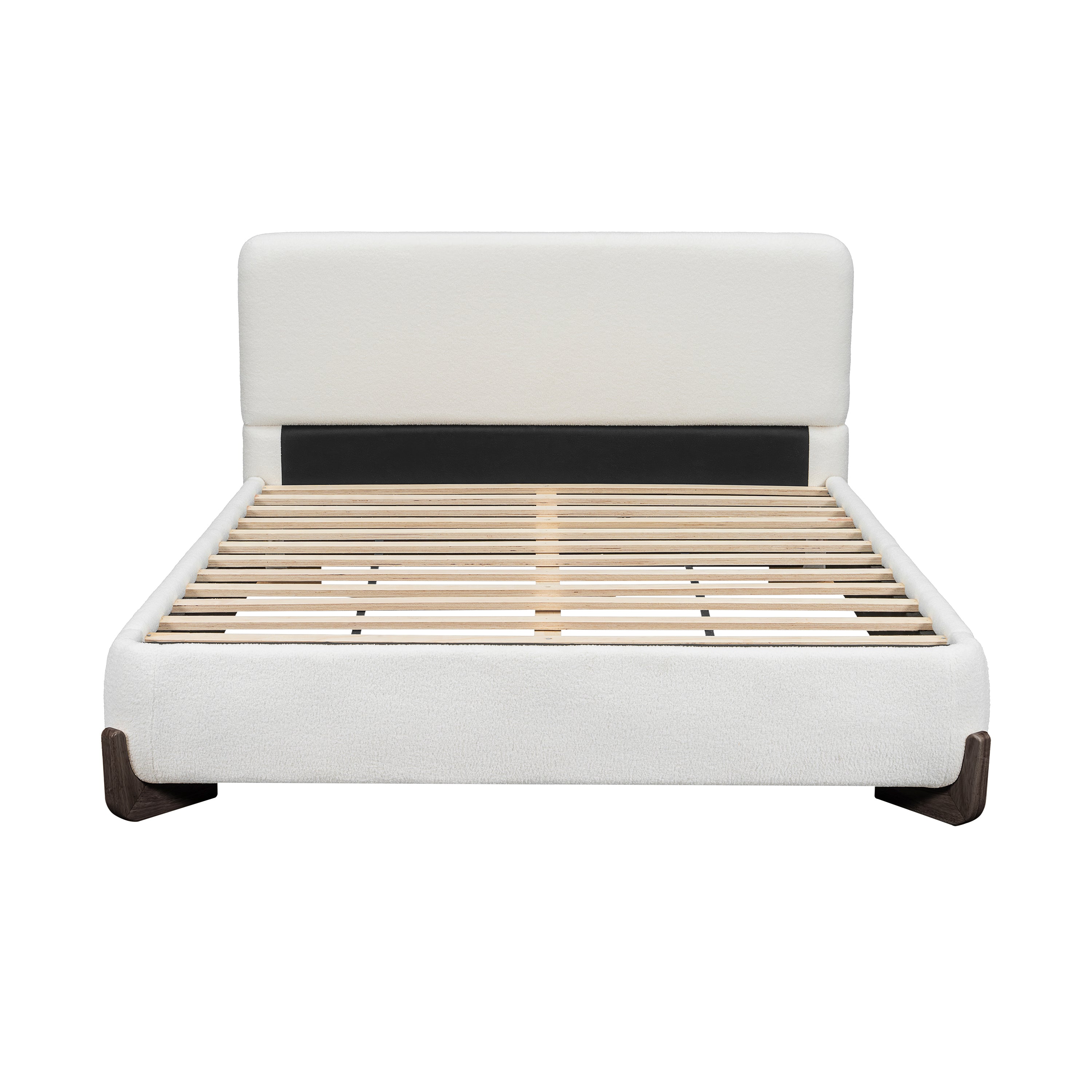 Elegant Boucle Upholstered Bed with Accent Feet