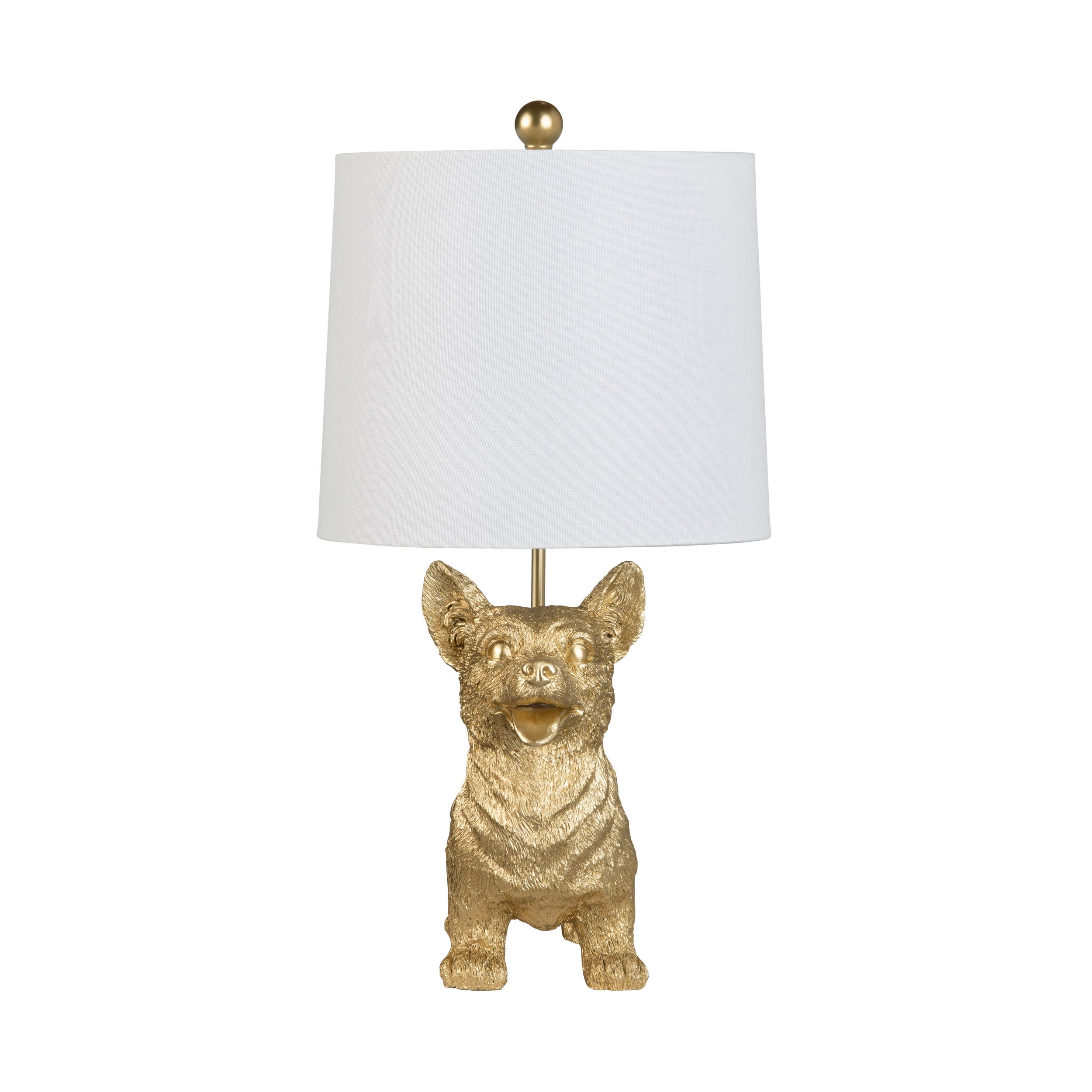 Gold Resin Corgi Dog Table Lamp With Shade