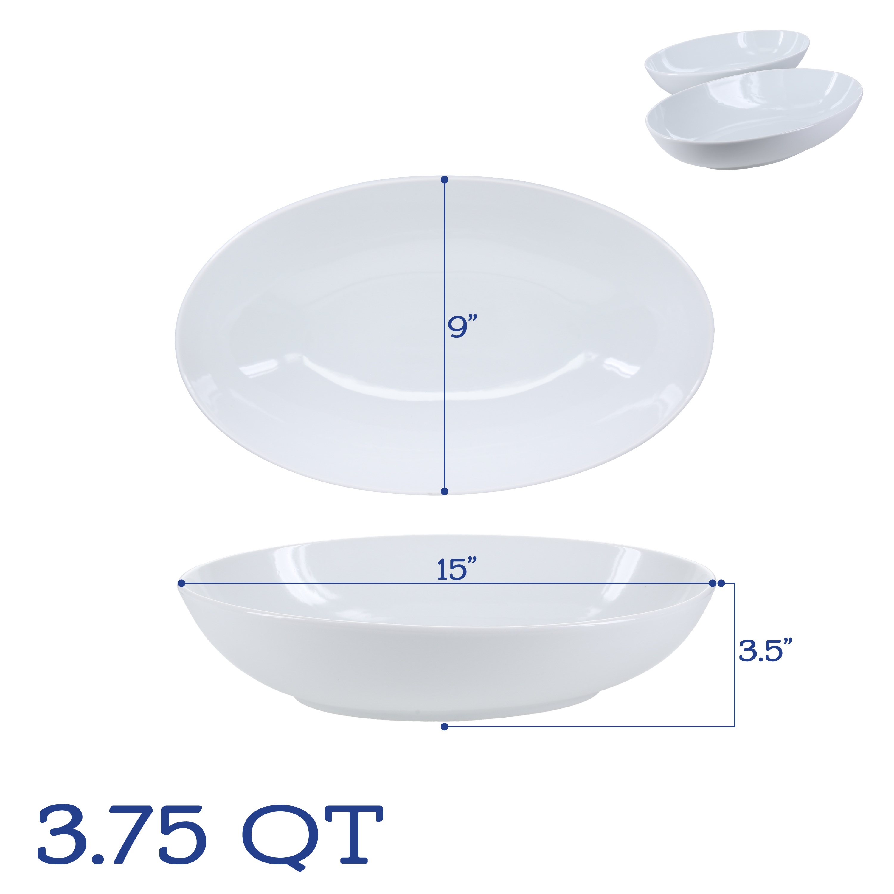 Oval Deep Bowls, Set of 2