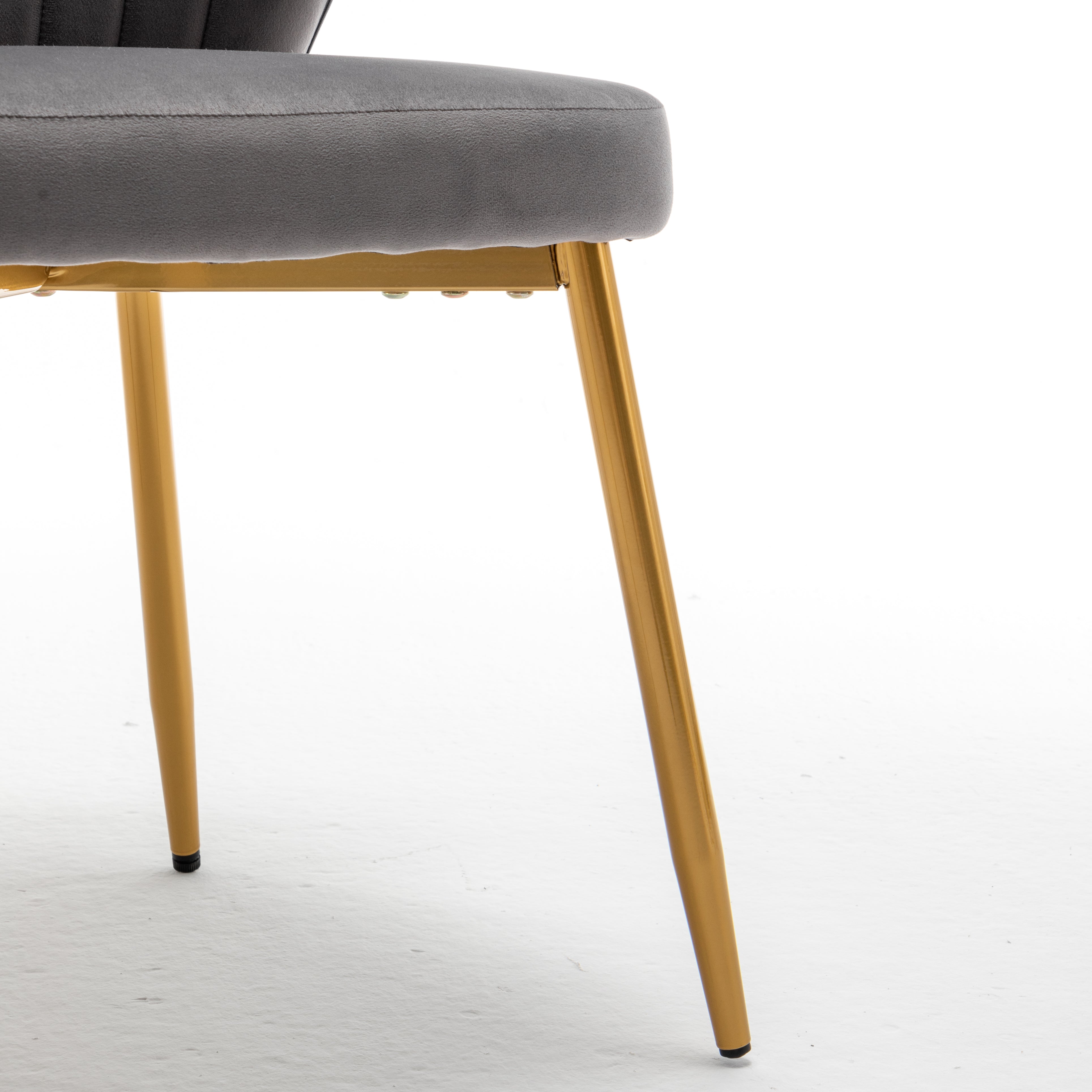 Modern Velvet Armless Accent Chair, Channel Tufted Dining Chair with Gold Metal Legs, Upholstered Side Chair for Living Room Bedroom Small Spaces