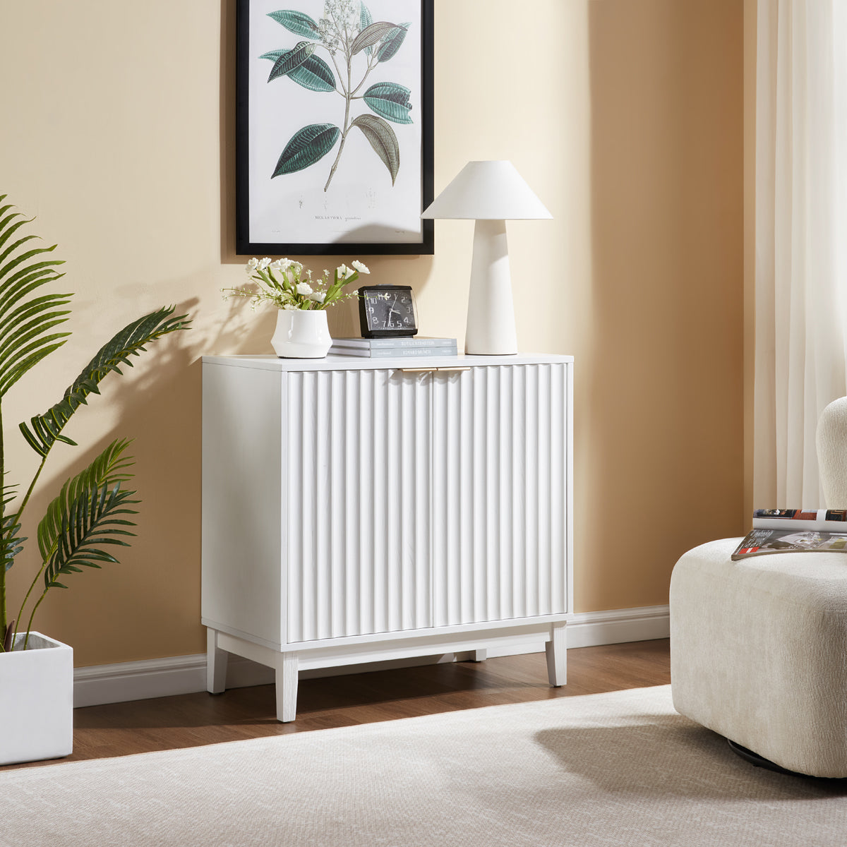 2-Door Fluted Storage Cabinet with Legs