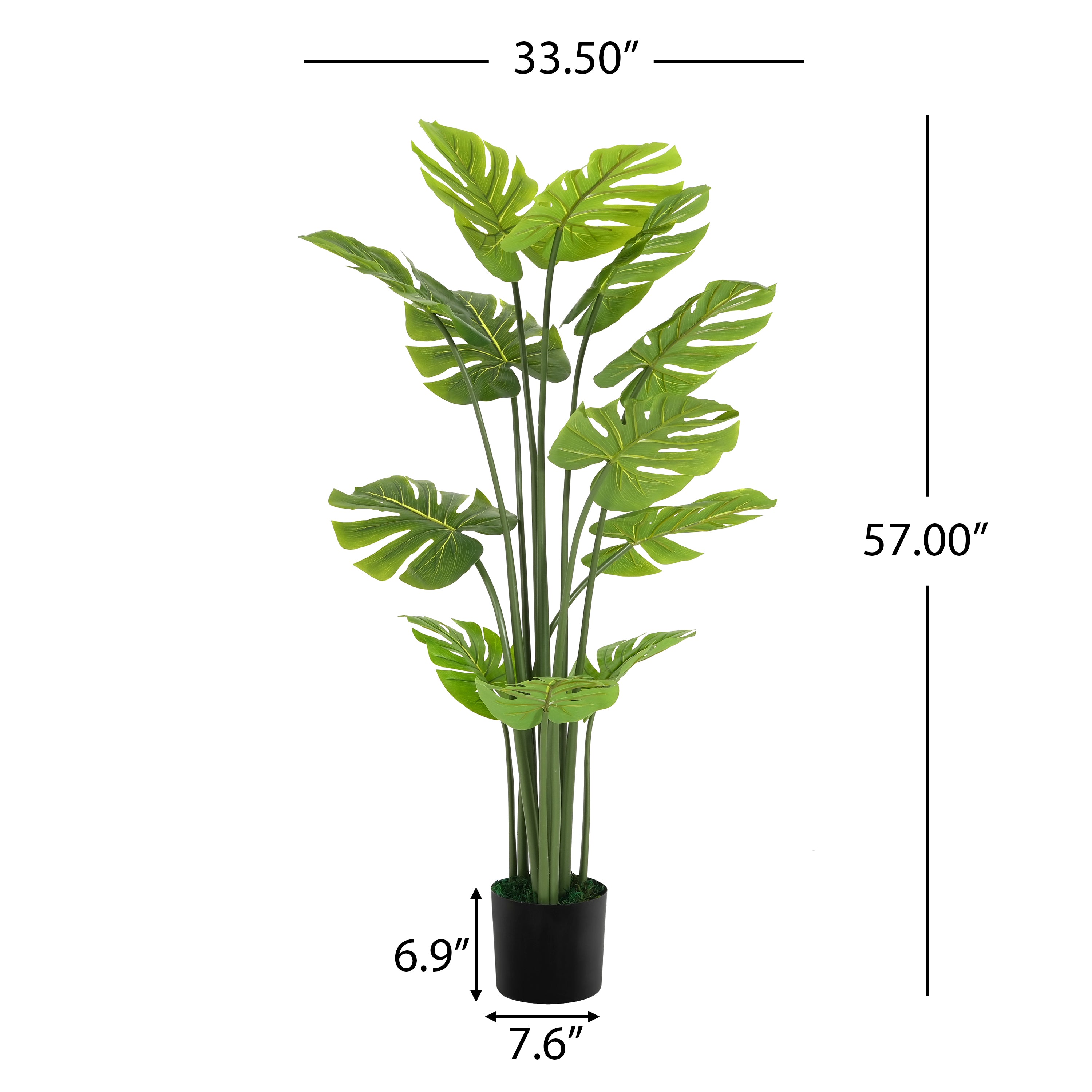 57" Artificial Monstera Deliciosa Plant with Black Plastic Pot