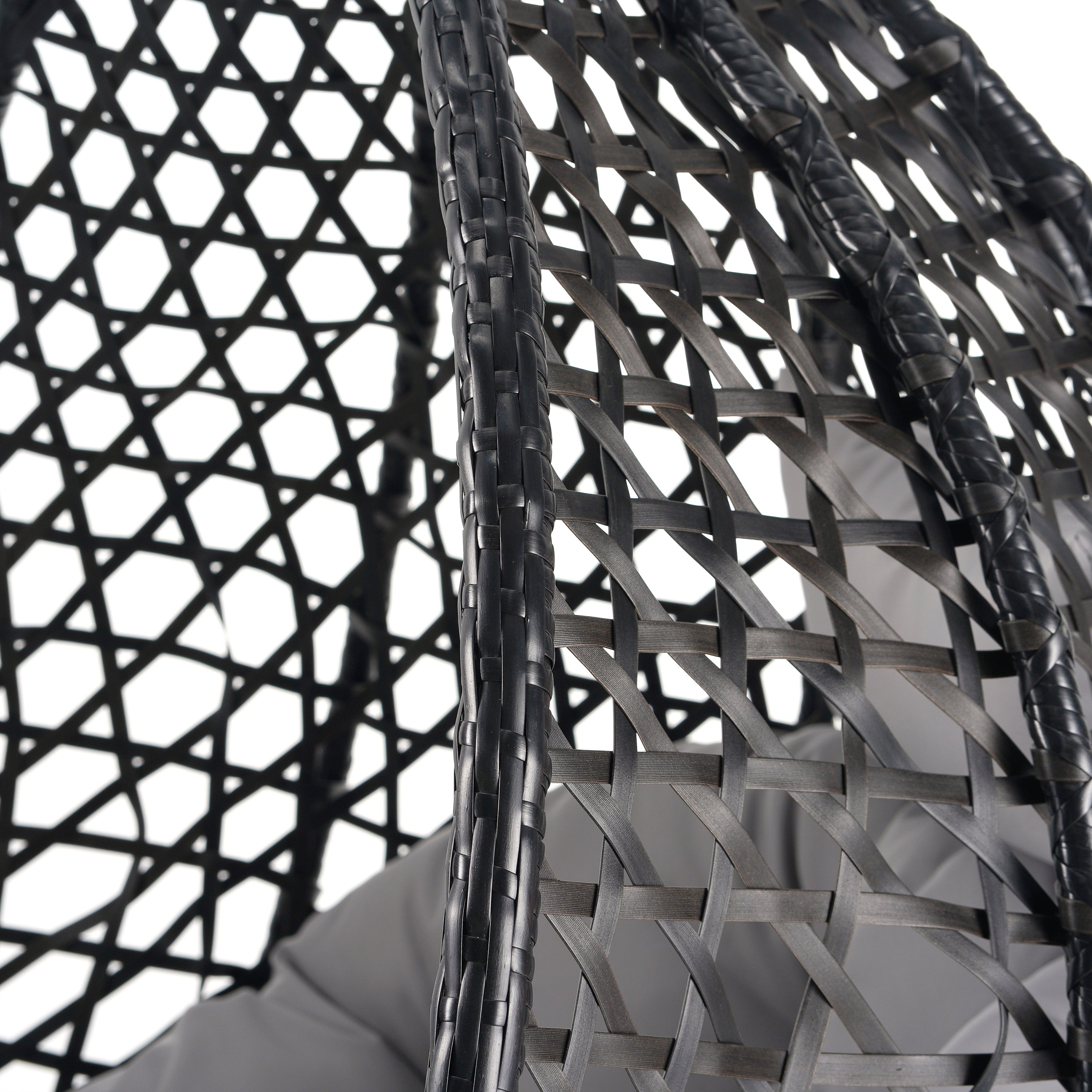 Hanging Swinging Egg Chair with Rattan Weaving, Base Included