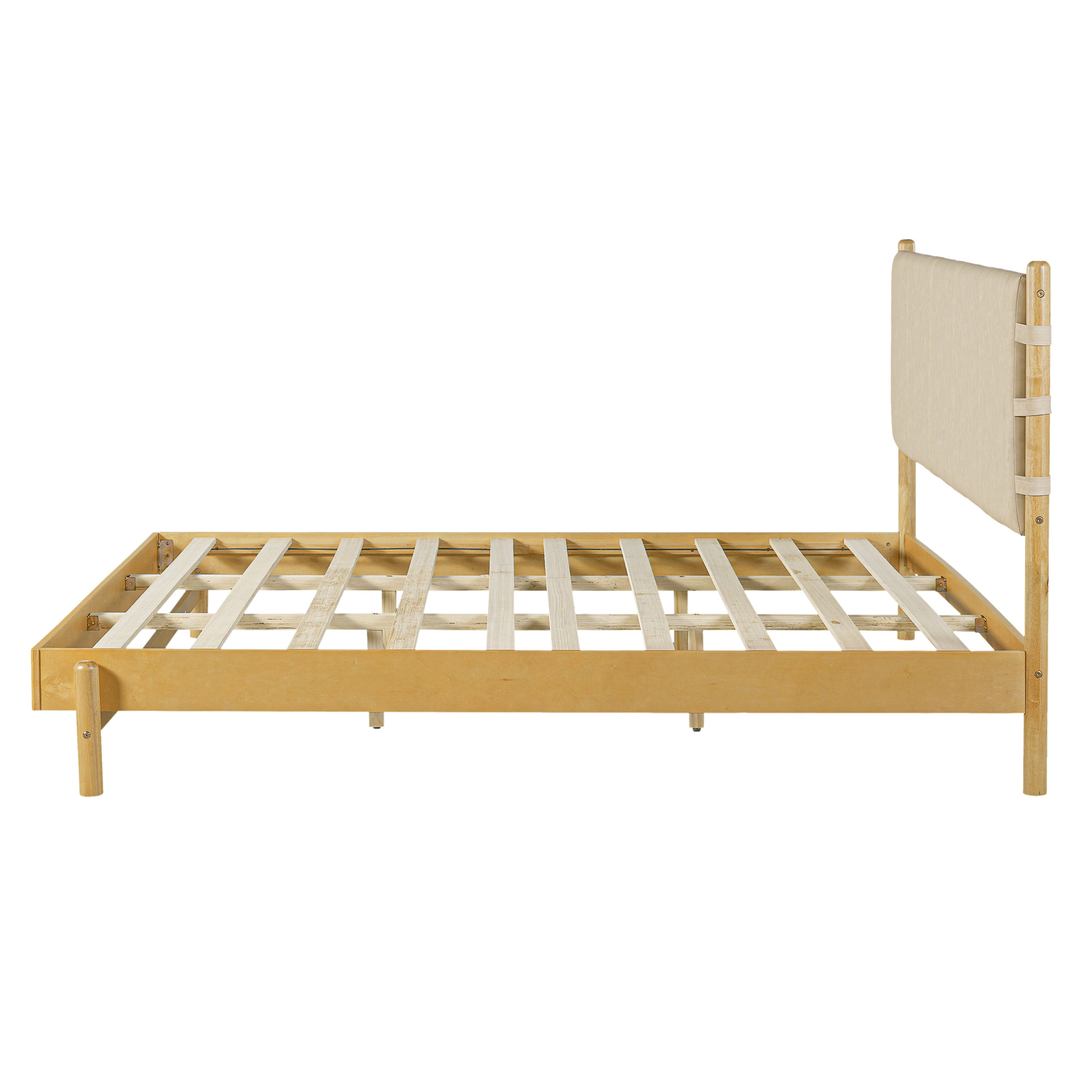 Premium Rubber Wood Platform Bed Frame with Headboard