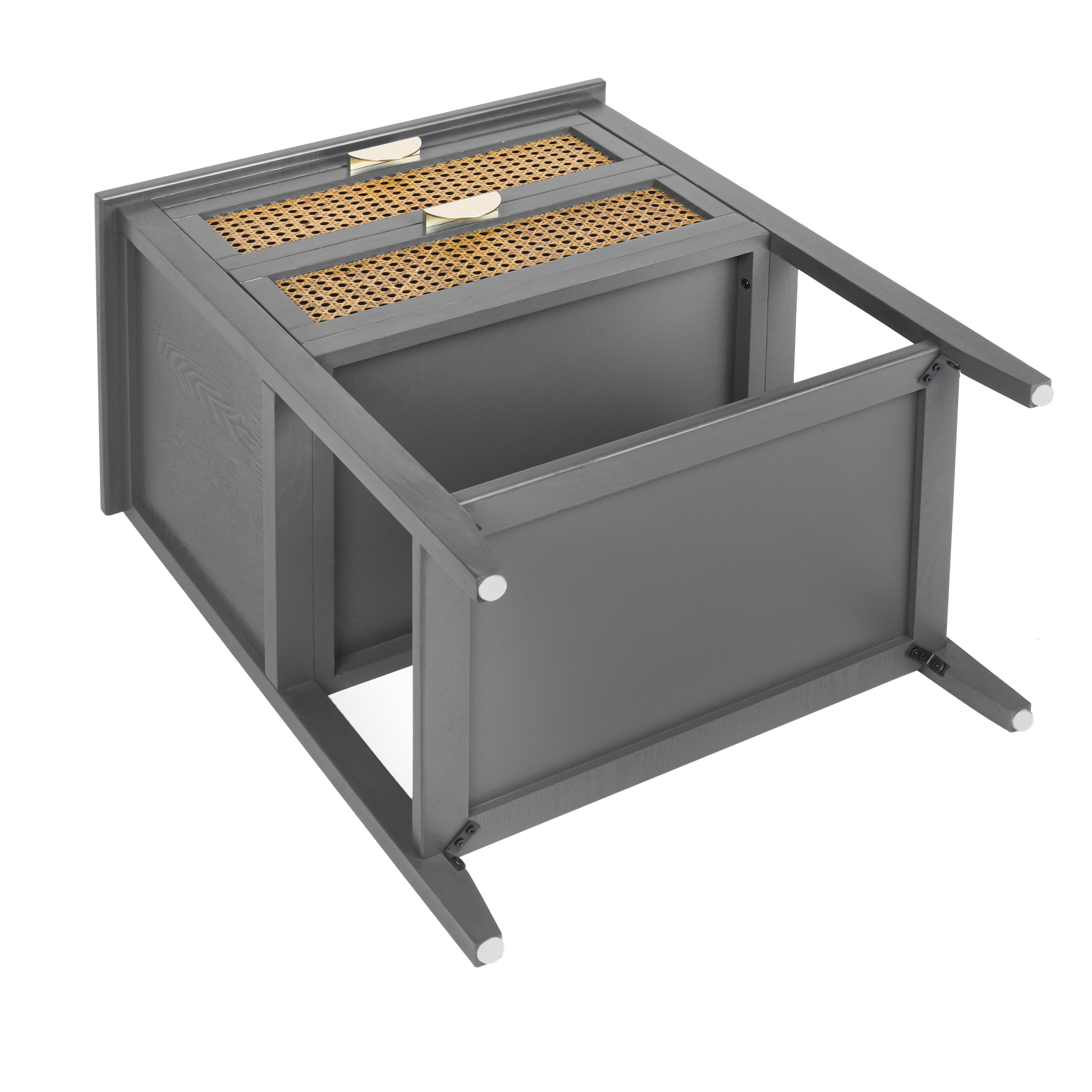2-Drawer Side Table with Natural Rattan Drawers