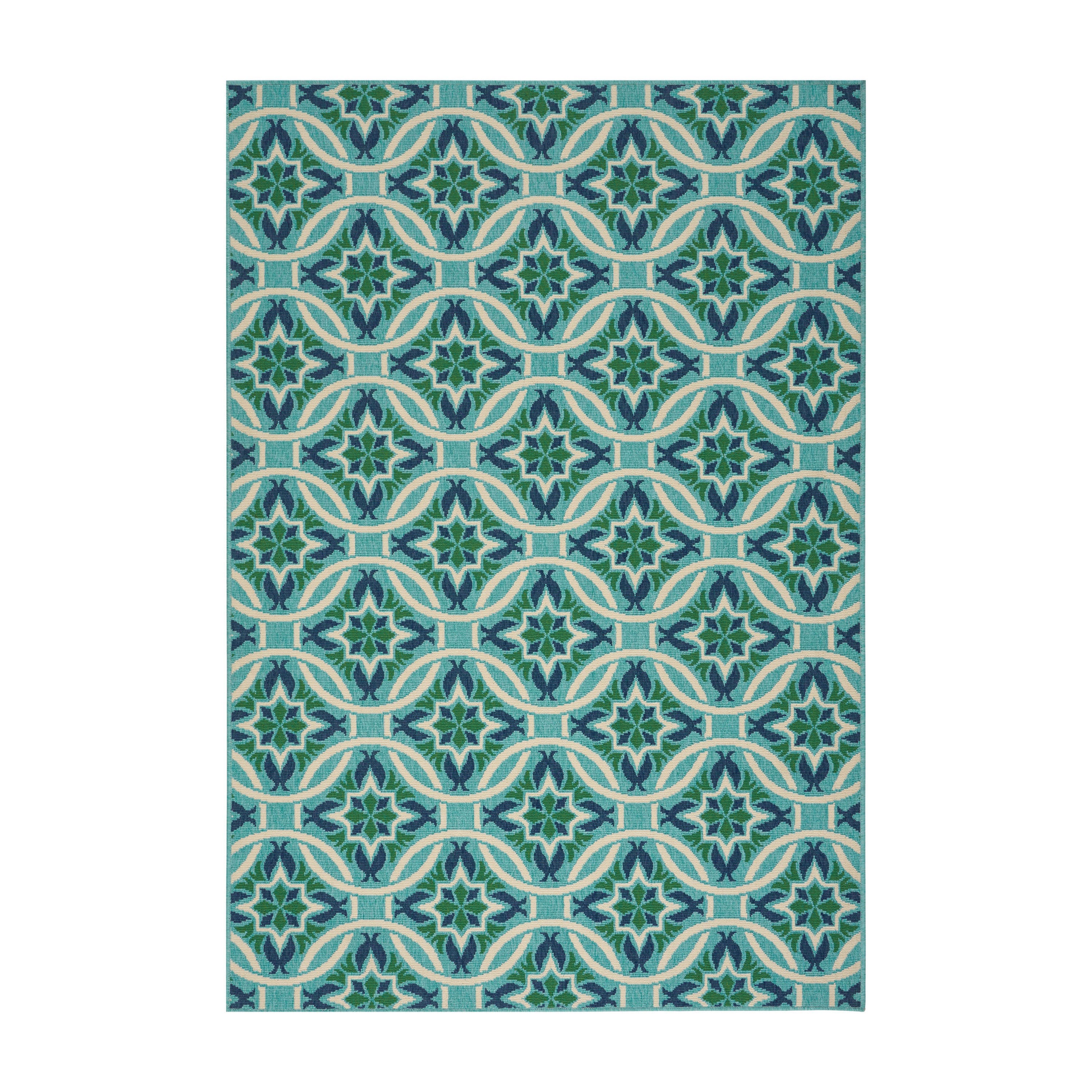 90"x63" Outdoor Rug with Rectangular Shape and Machine-Woven Design