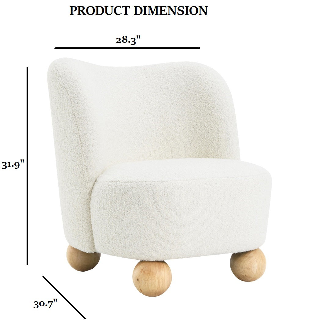 Modern Boucle Upholstered Accent Chair with Ball Feet