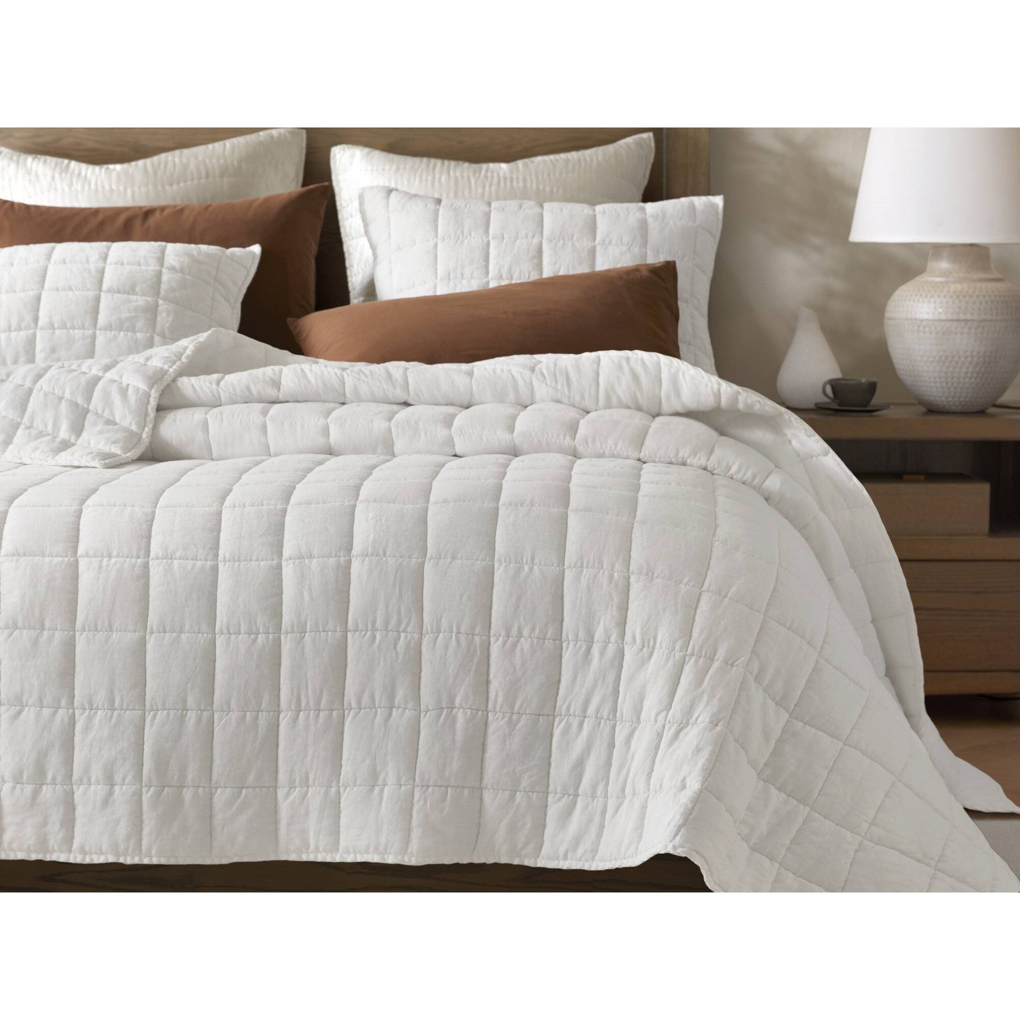 3 Piece Garment Washed French Linen Quilt Set
