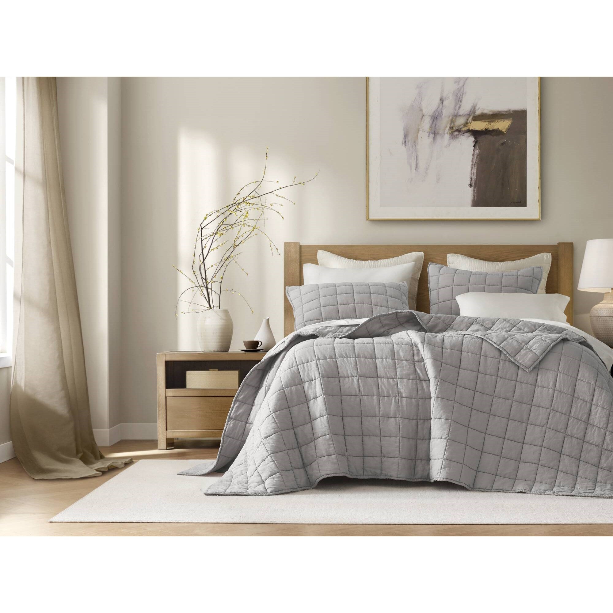 3 Piece Garment Washed French Linen Quilt Set