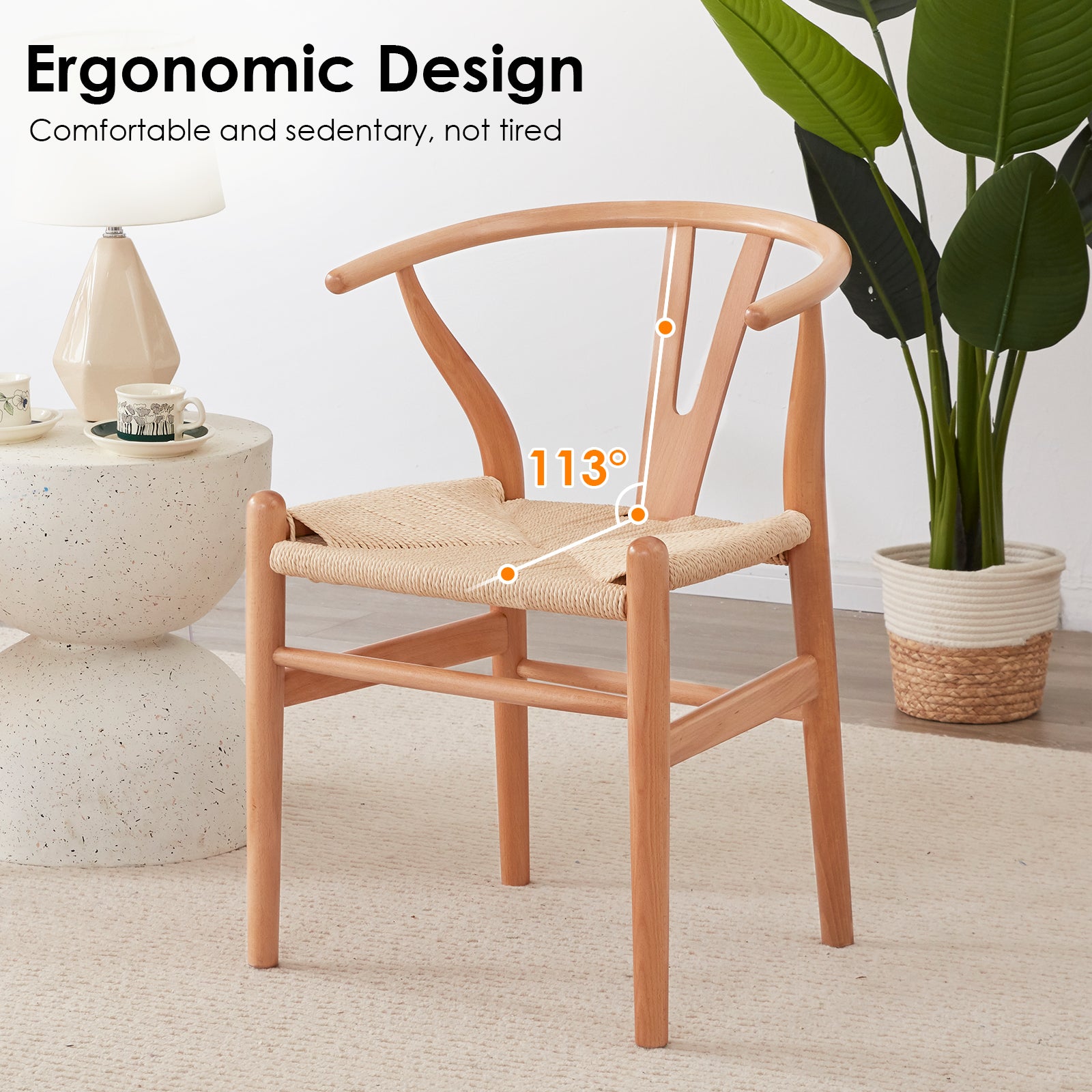 Wishbone Dining Chairs with Woven Seat, Set of 2