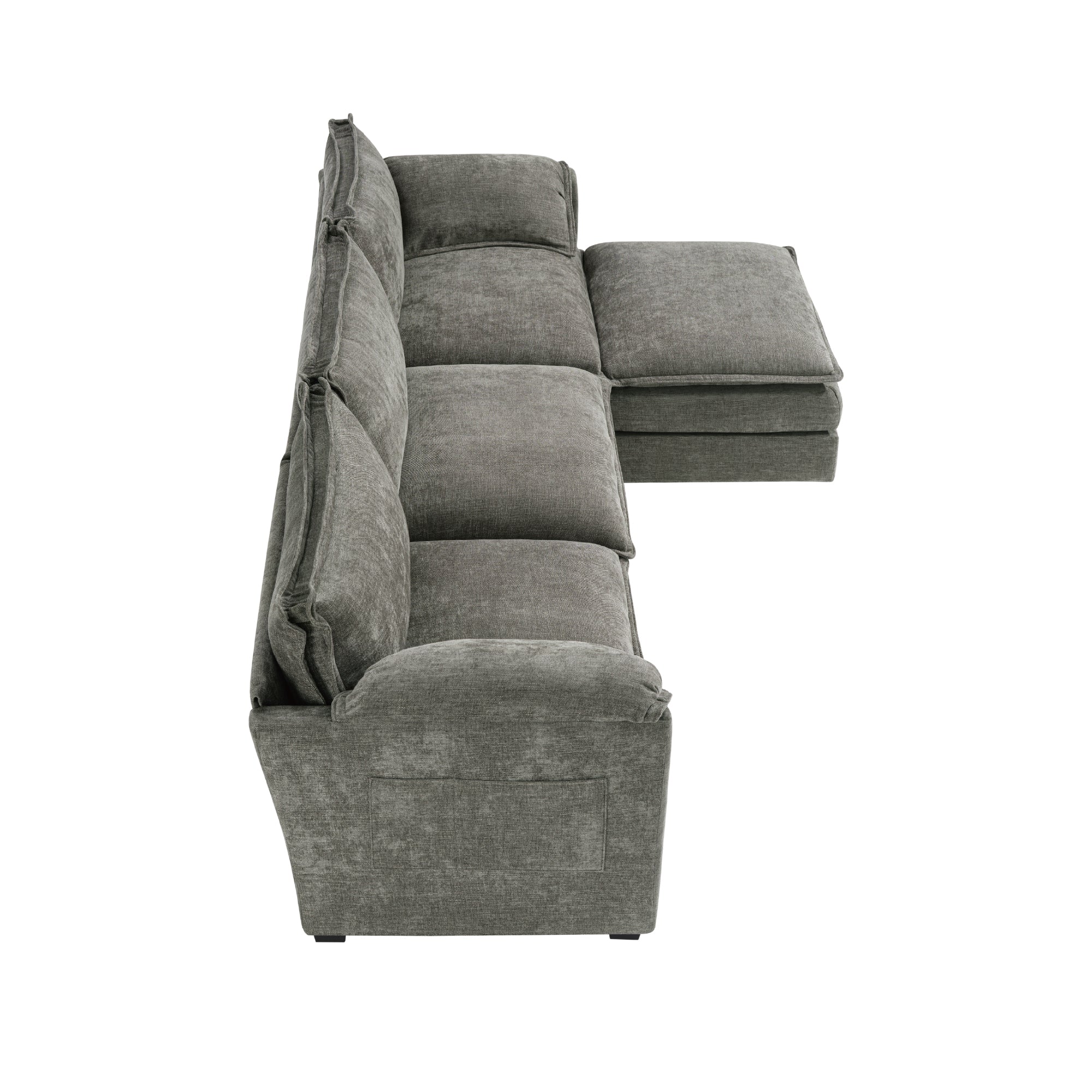 L-Shaped Corduroy Corner Sofa with Storage Armrest Cushions