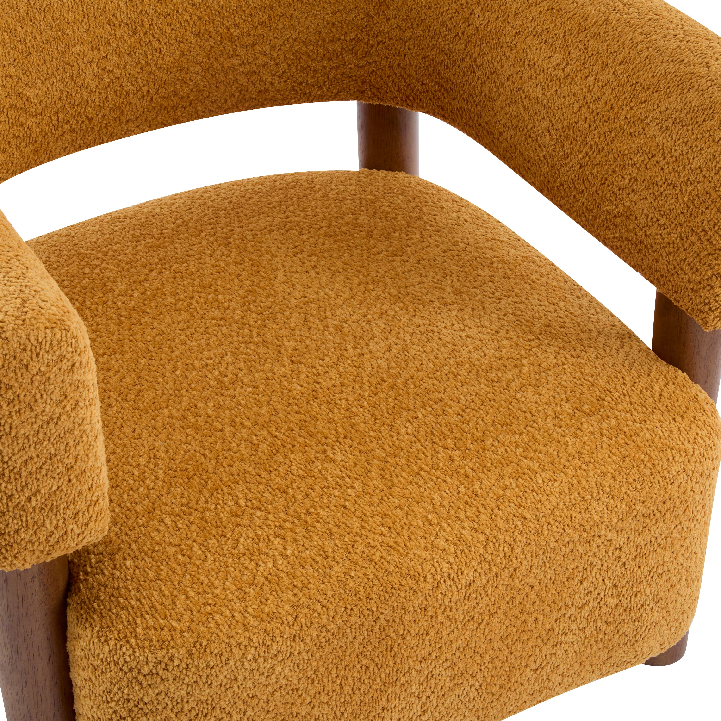 Boucle Upholstered Accent Arm Chair with Modern Wooden Frame