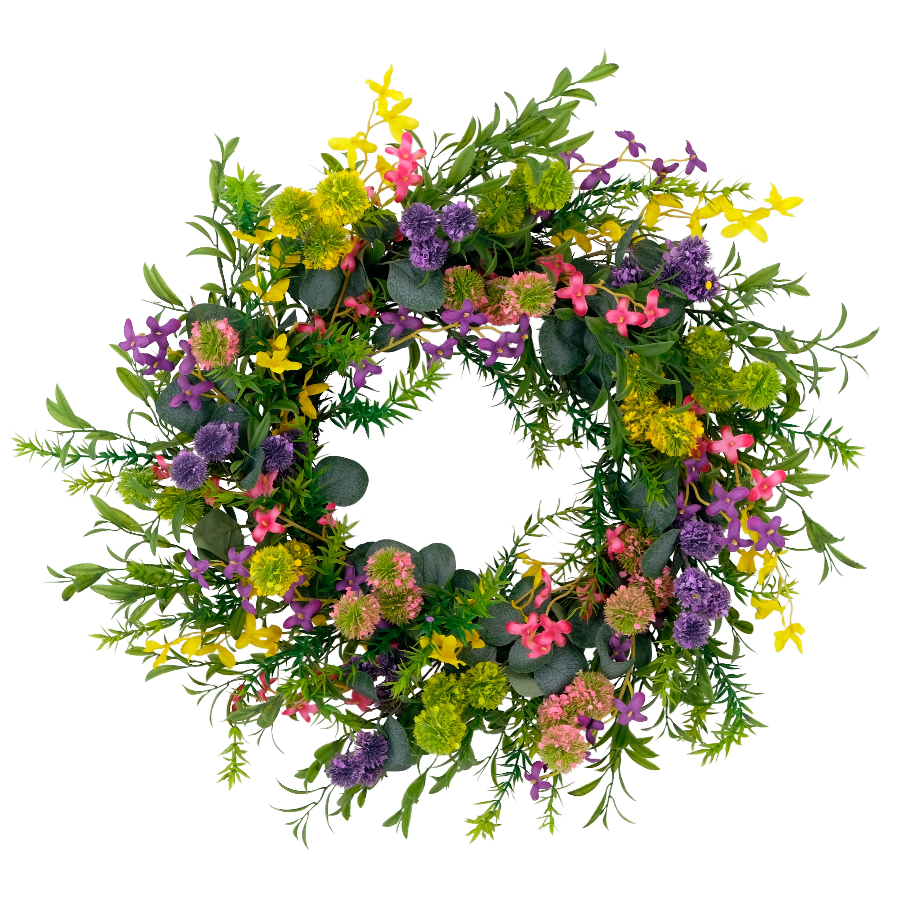 24" Artificial Multicolor Eucalyptus Floral Spring Door Wreath with Berries