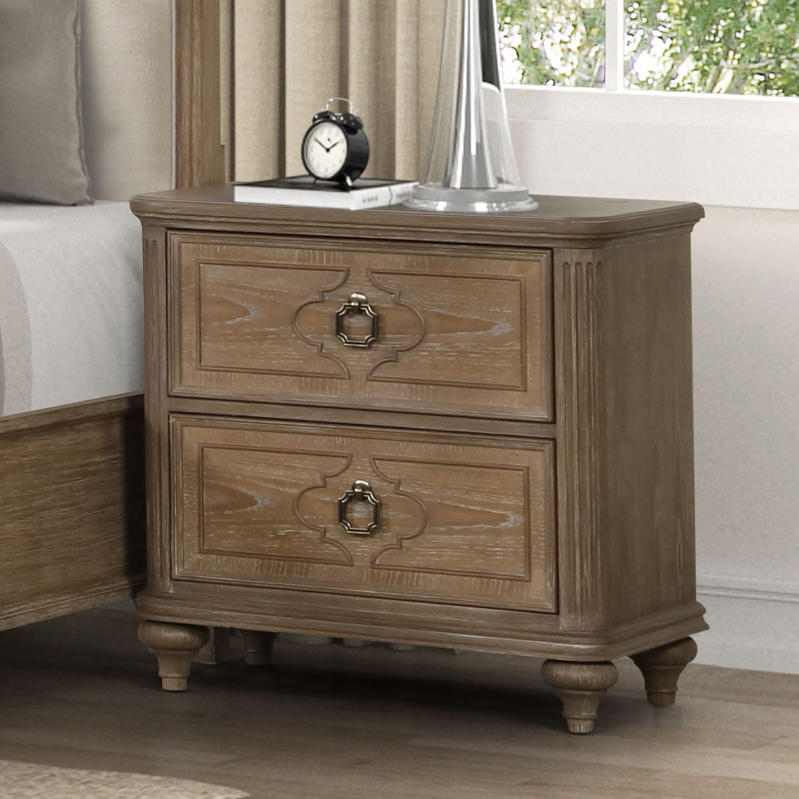 Rustic Oak 3pc Bedroom Set with 2 Nightstands
