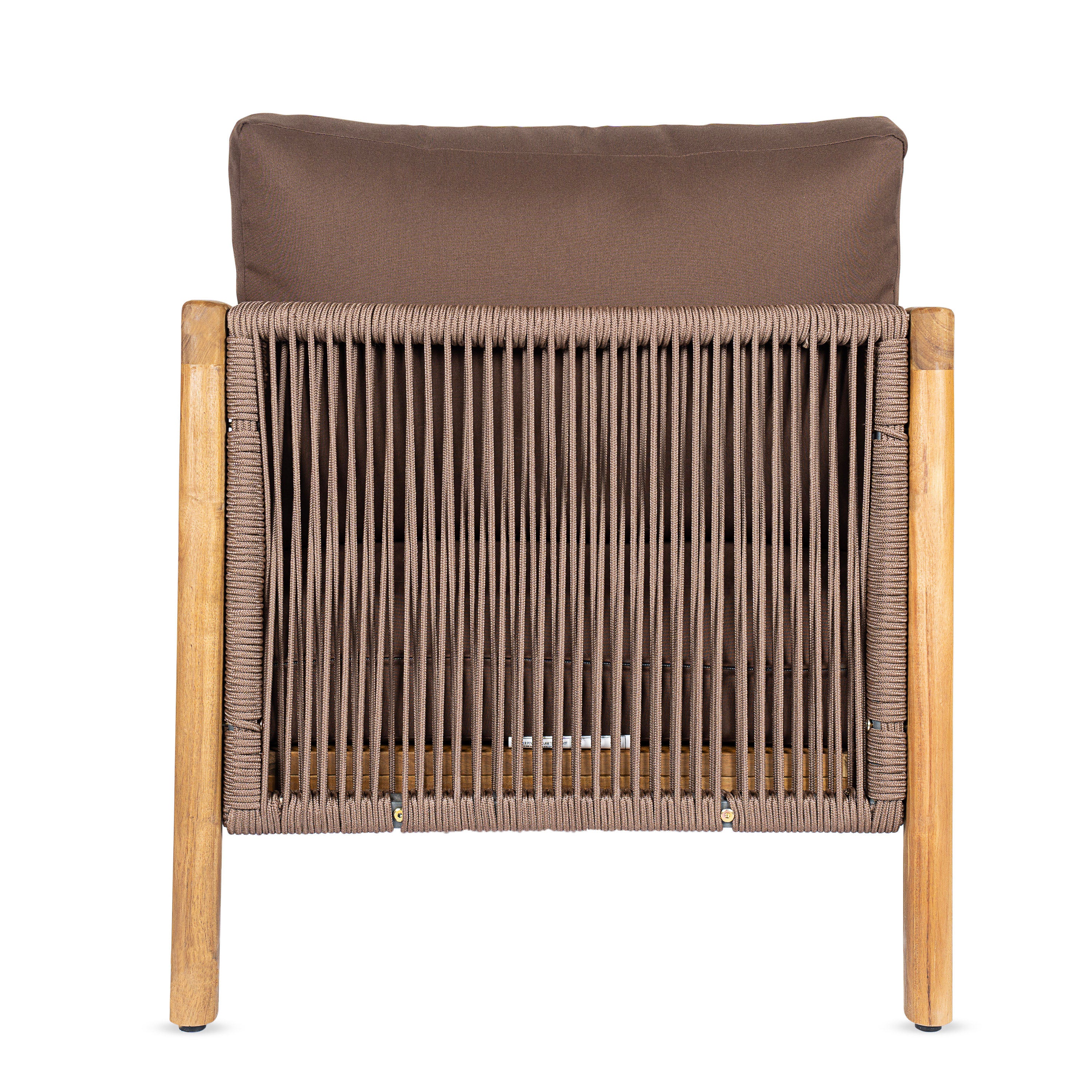 Outdoor Club Chair, Acacia Wood Frame with Rope Back Detail, Water-Repellent Beige Cushions