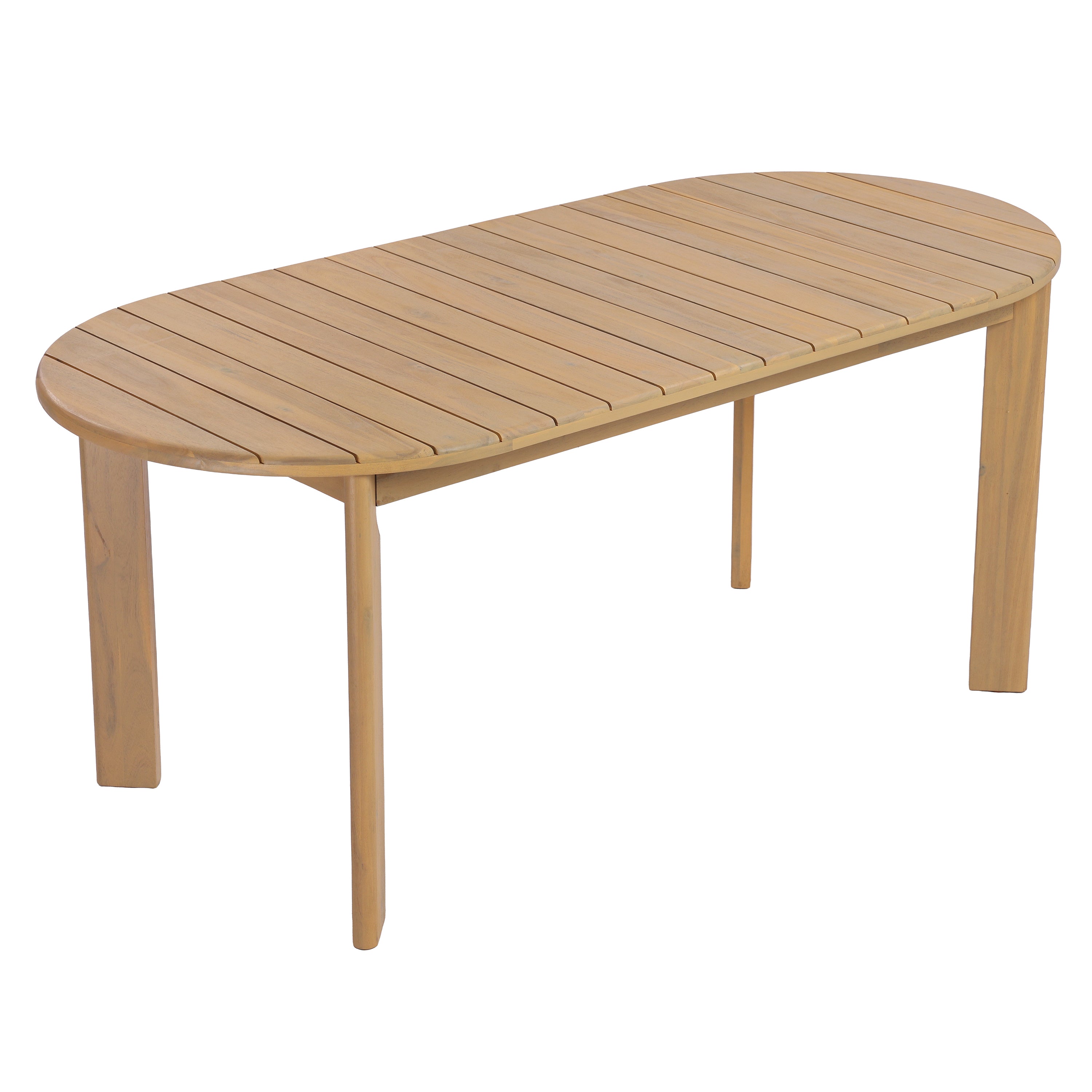 Woodside Oval Outdoor Dining Table with Light Teak Finish