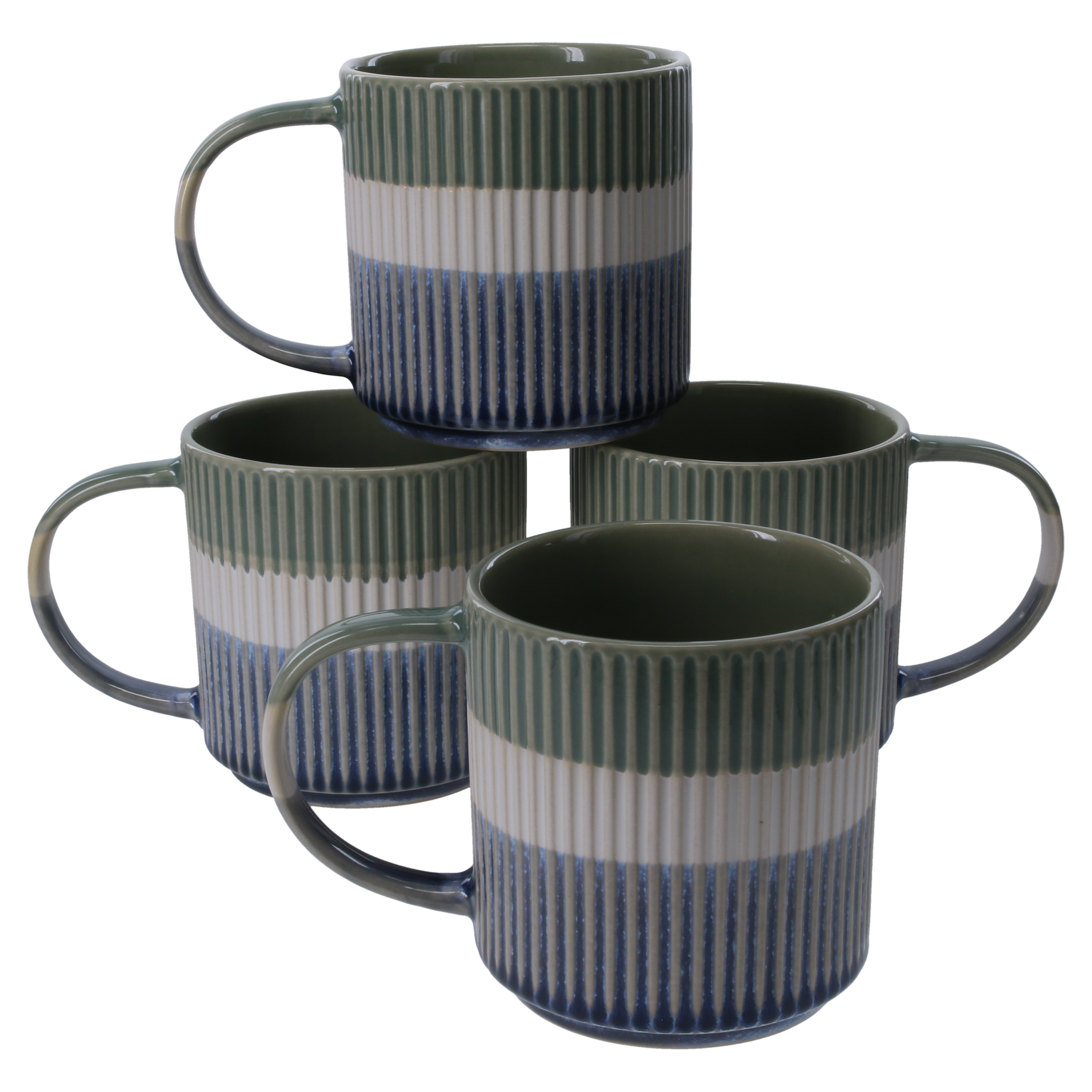 Tri-Color Mugs, Set of 4