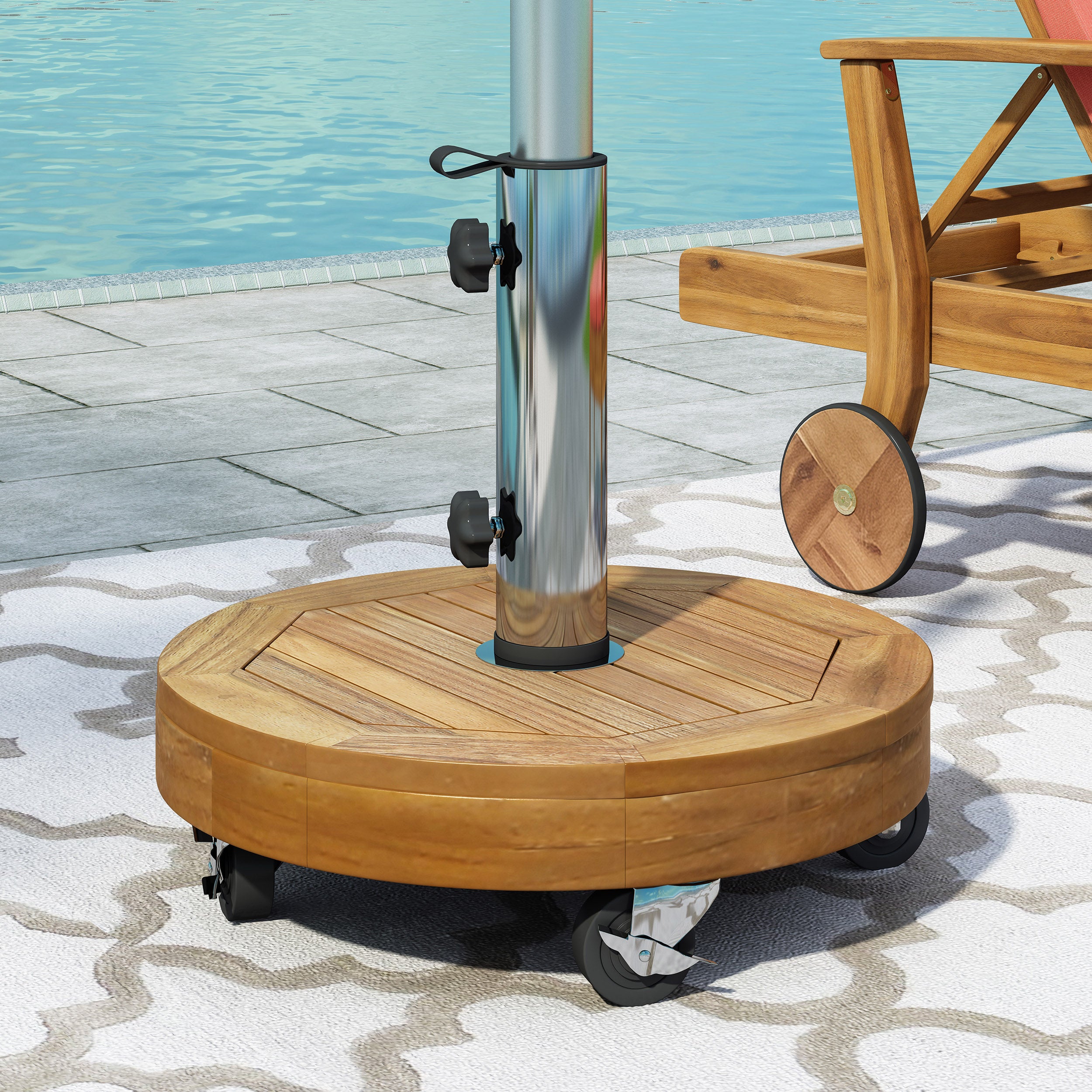 Outdoor Round Umbrella Base with Casters