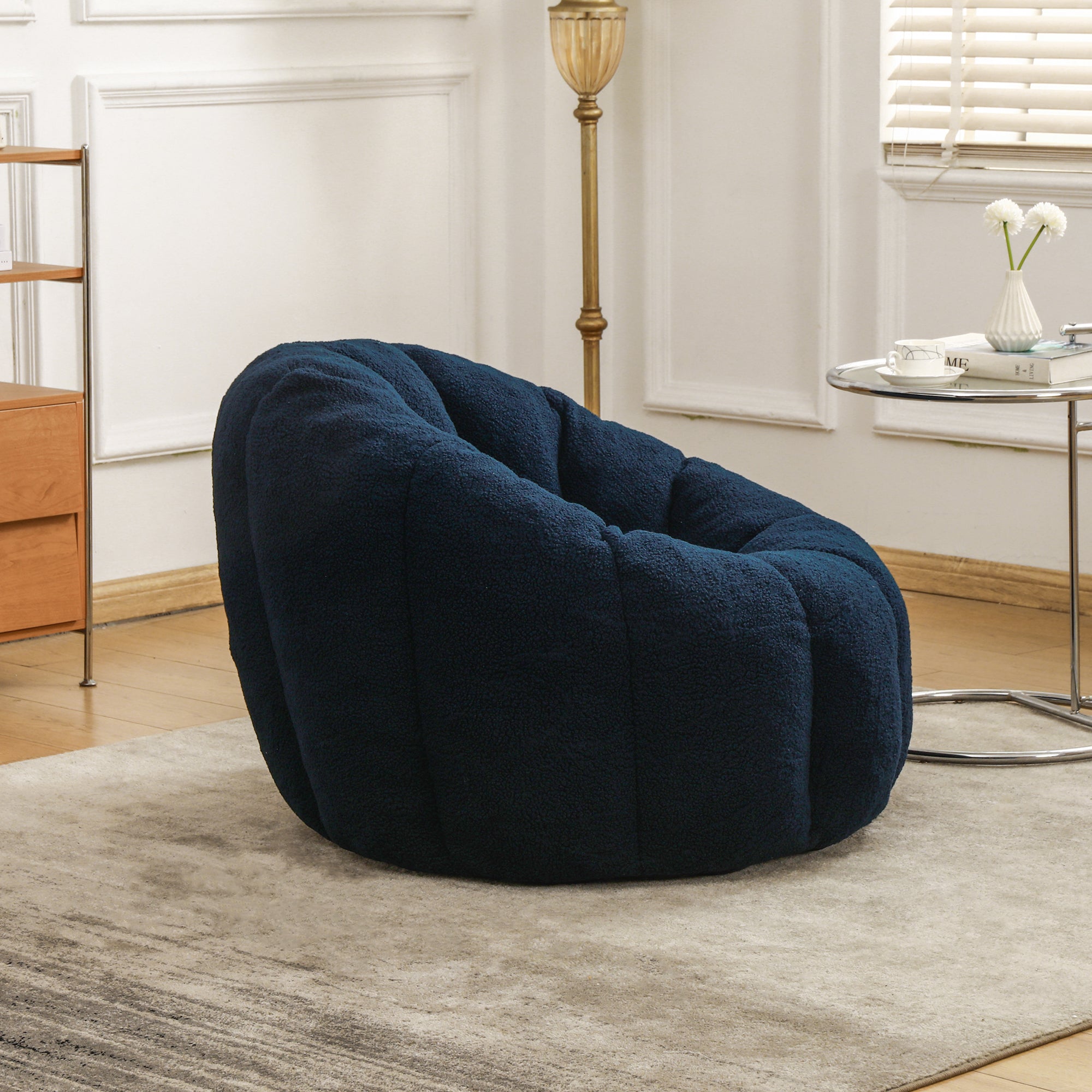 Plush Faux Fur Bean Bag Chair with Armrests