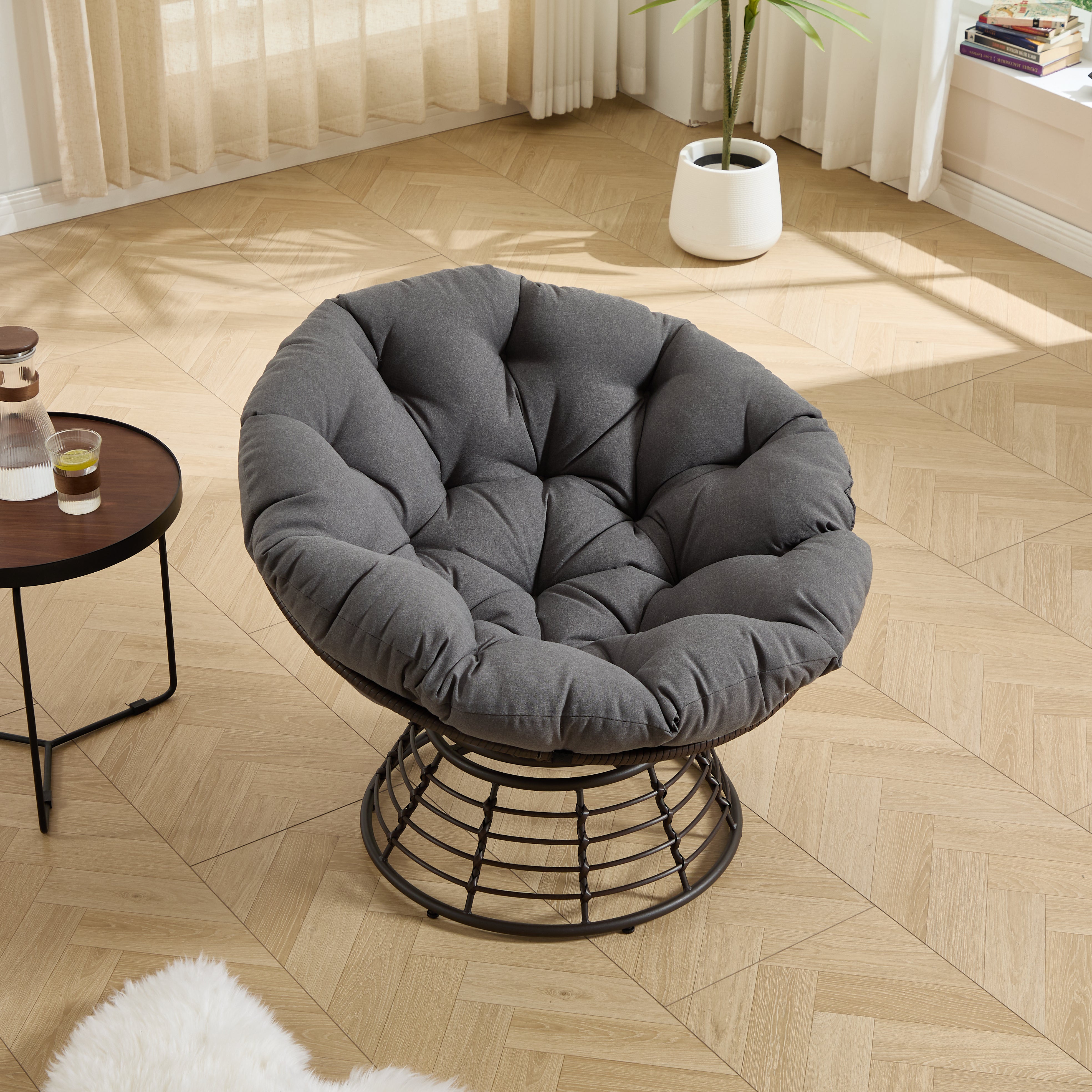 The Original Papasan™ 360° Swivel Indoor Outdoor Wicker Papasan Chair with Soft Thick Cushion