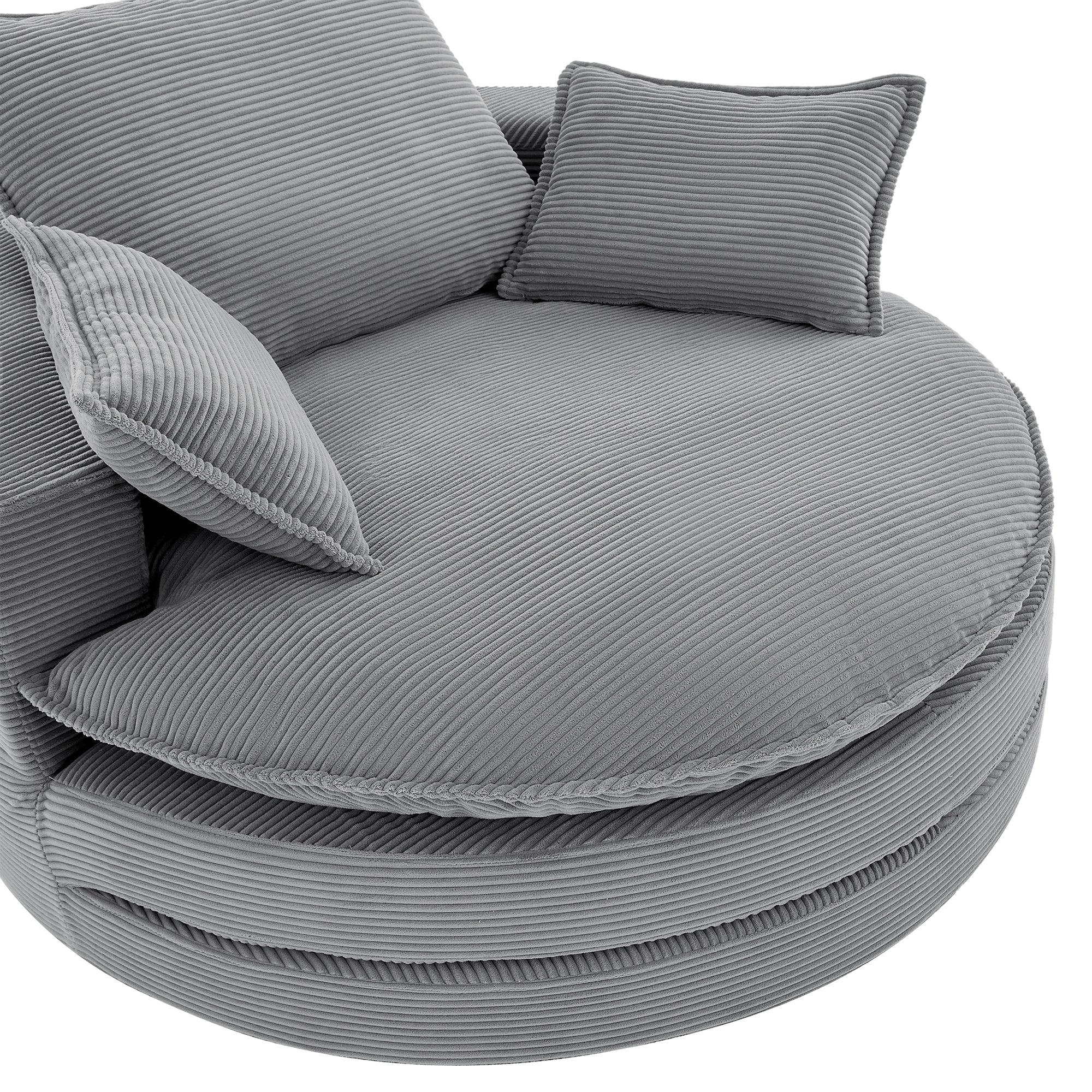 Corduroy 360° Swivel Accent Barrel Chair with 3 Removable Pillows