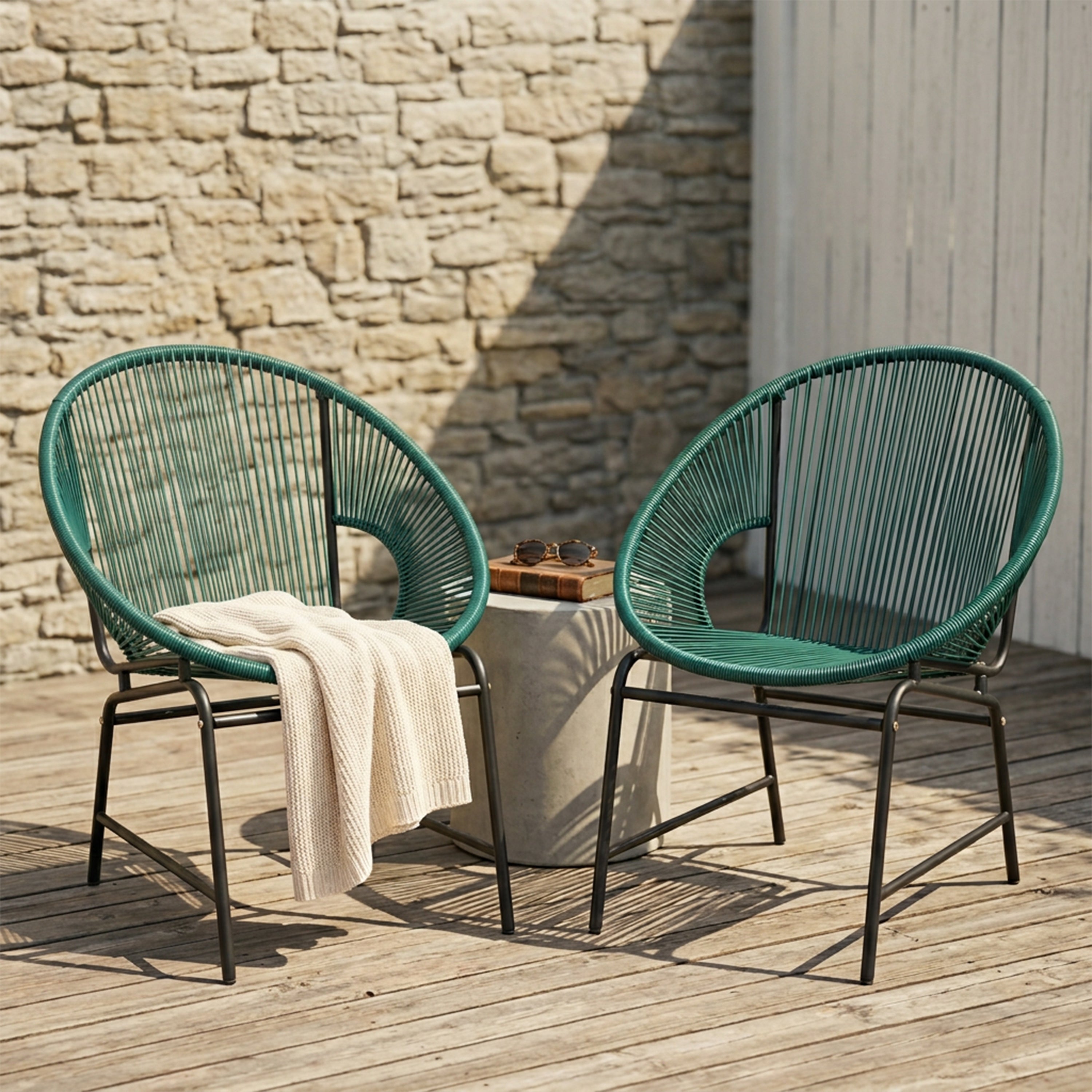 Nusa Outdoor Rattan Wicker Chair, Set of 2