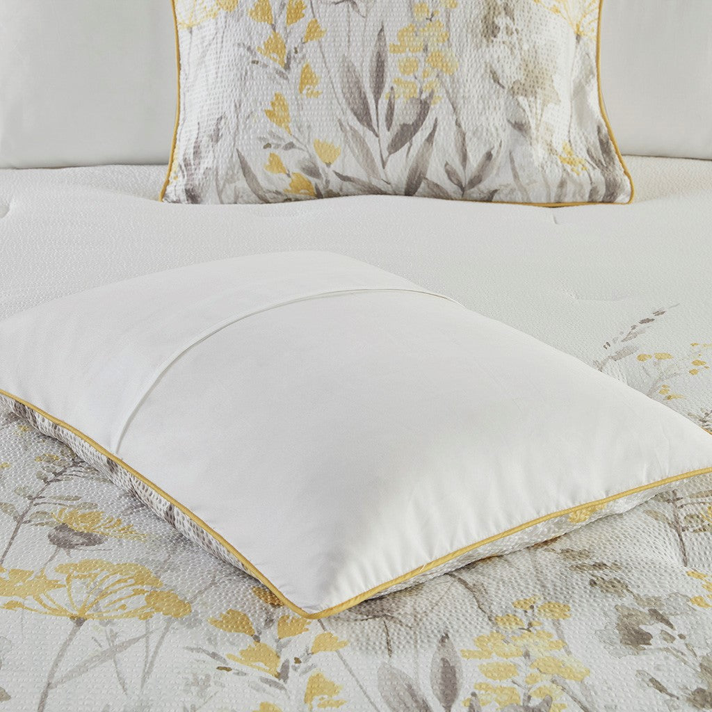 5 Piece Seersucker Comforter Set with Throw Pillows