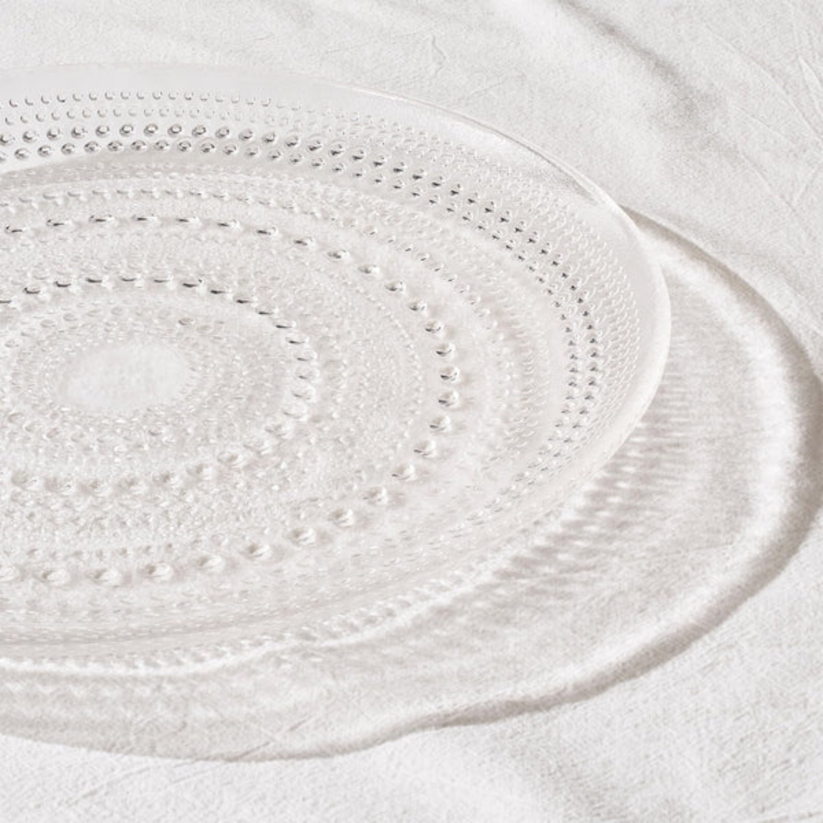 Glass Hobnail Dinner Plates, Set of 4