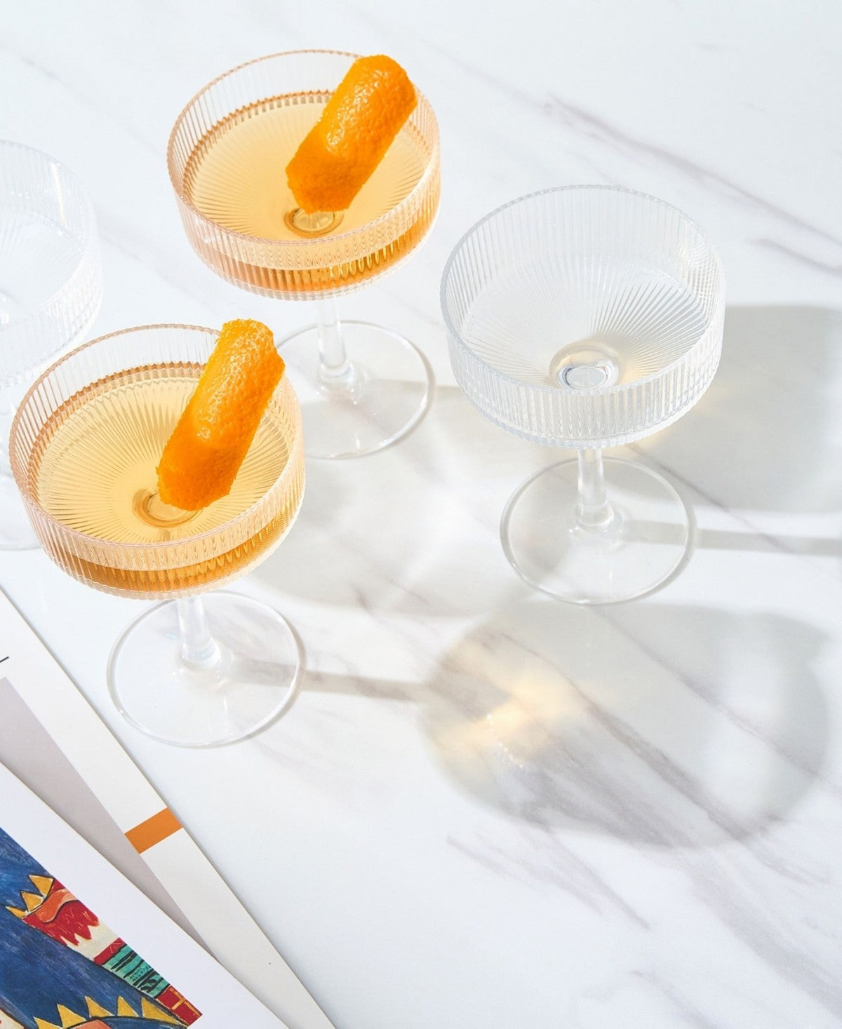 Acrylic Vintage Art Deco Shatterproof Coupe Glasses Set of 4